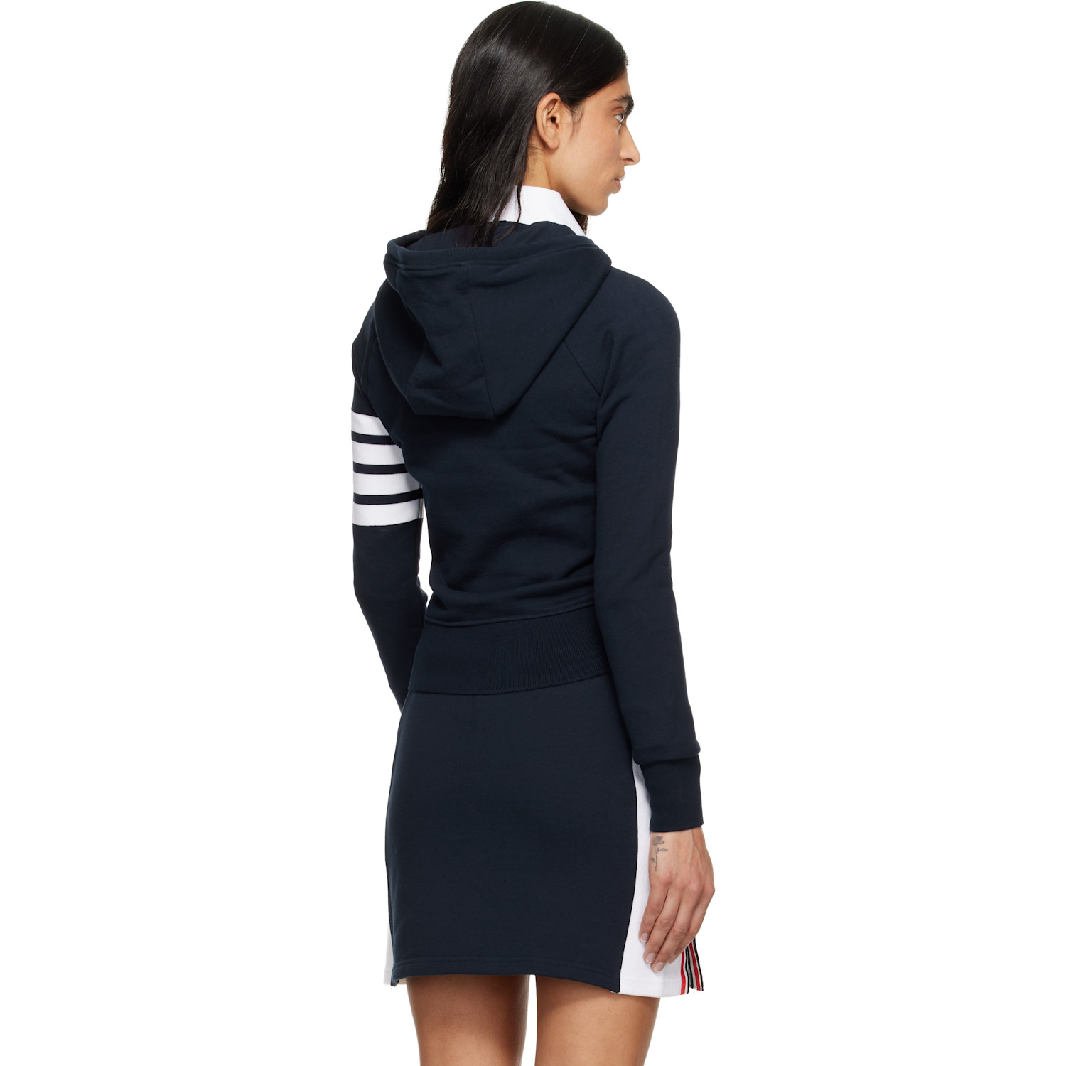  Thom Browne Navy Classic Loopback 4-bar Full Zip Hoodie 