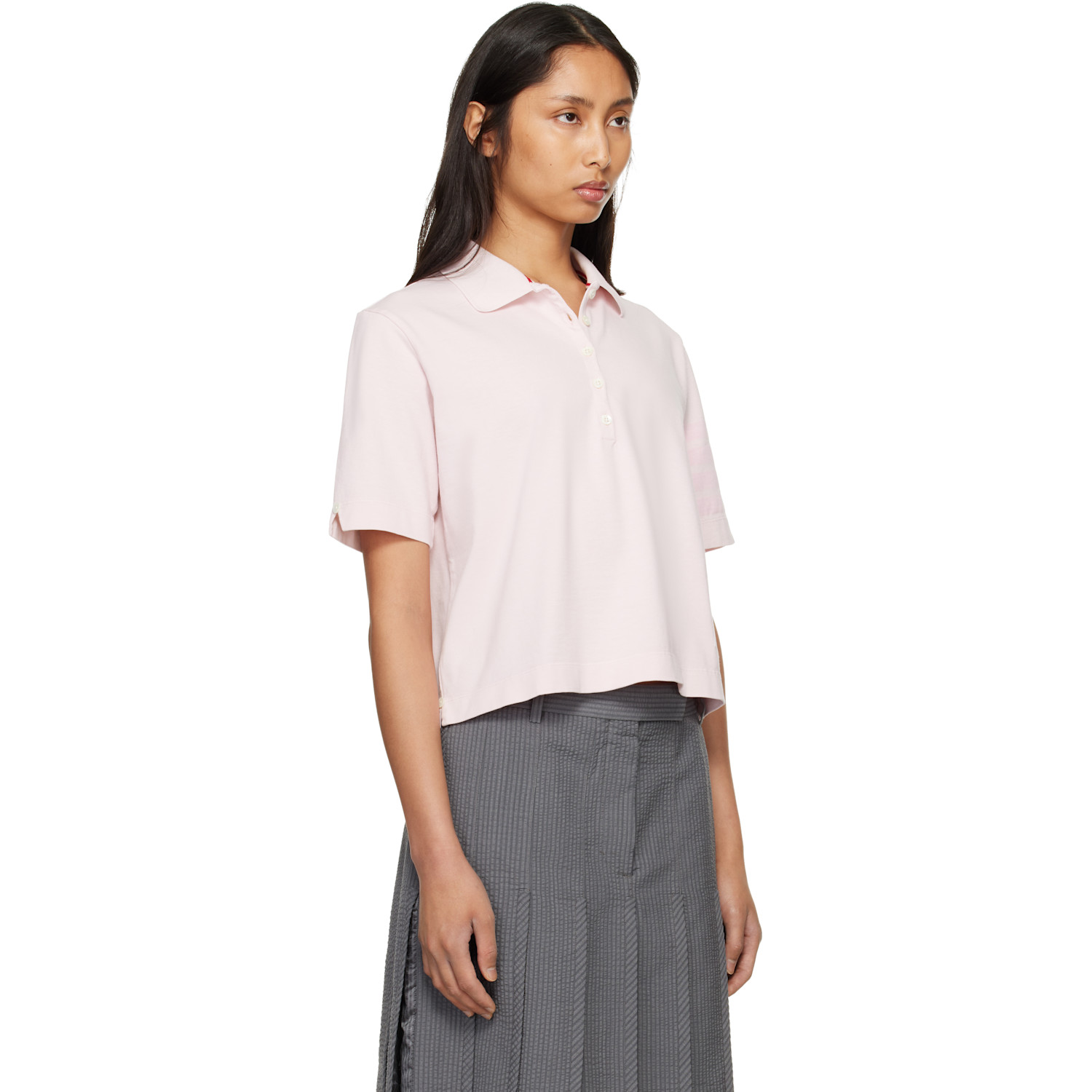 Thom Browne Pink Overdyed 4-bar Jersey Polo 