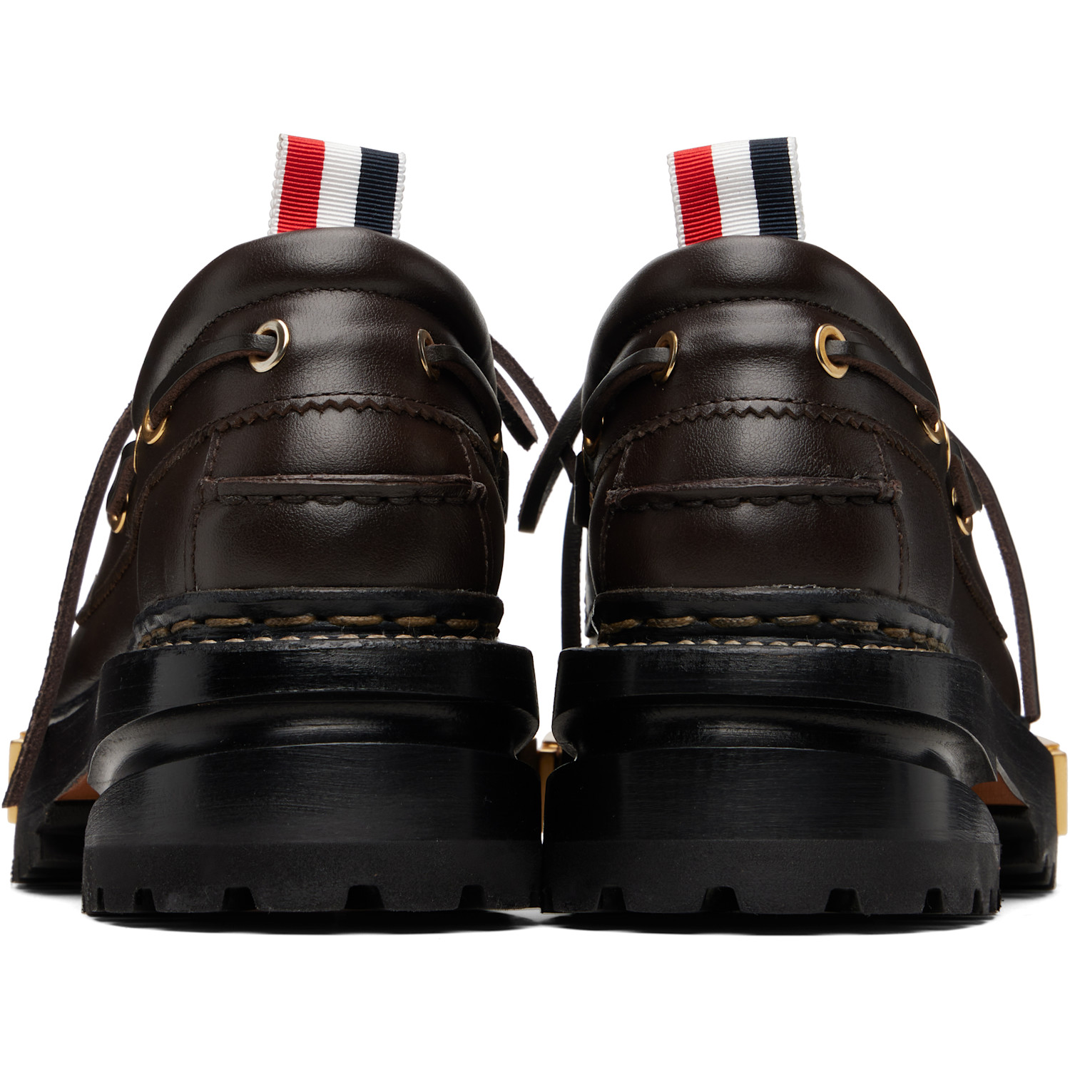  Thom Browne Brown Vitello Calf Hiking Leather Sole Boat Shoes 