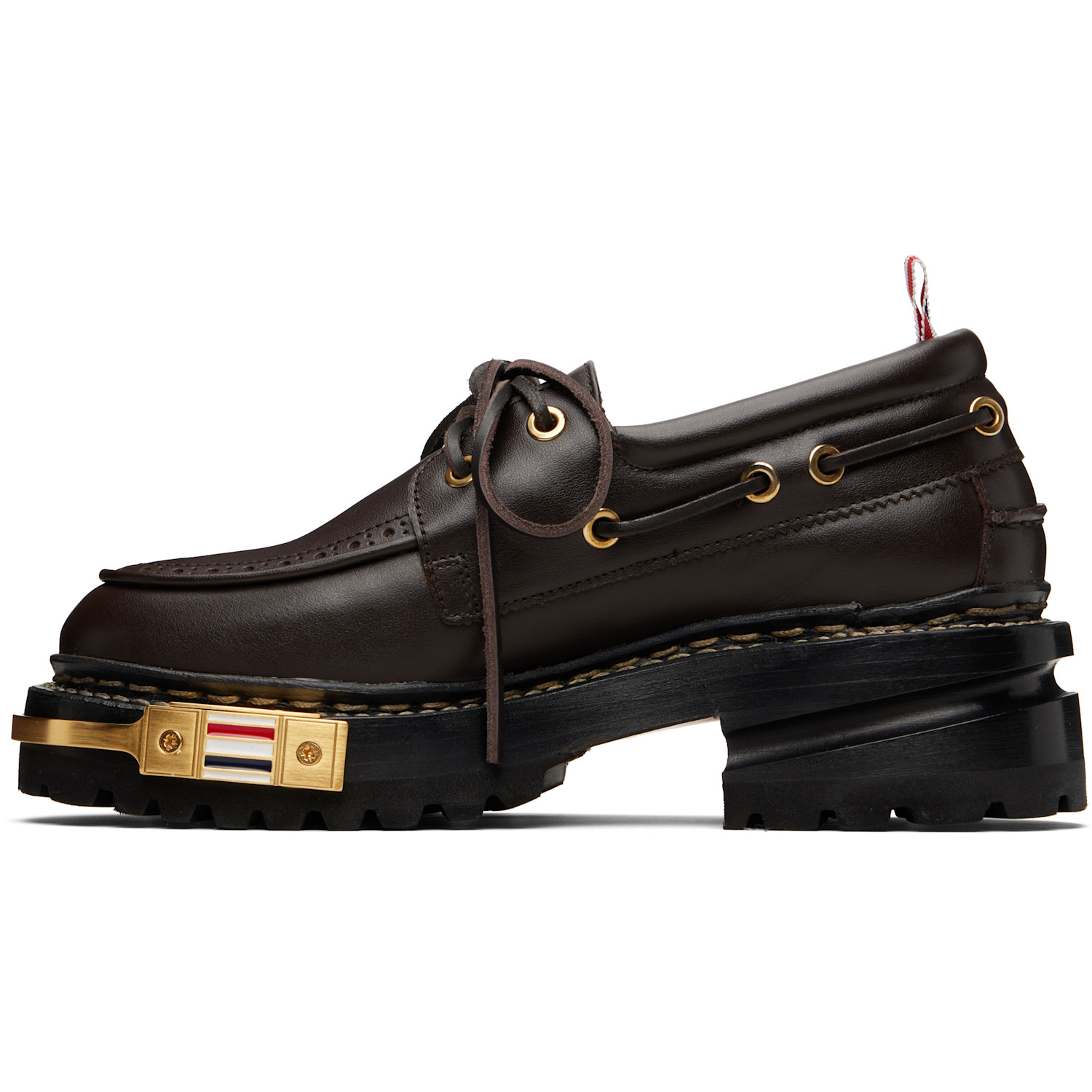  Thom Browne Brown Vitello Calf Hiking Leather Sole Boat Shoes 