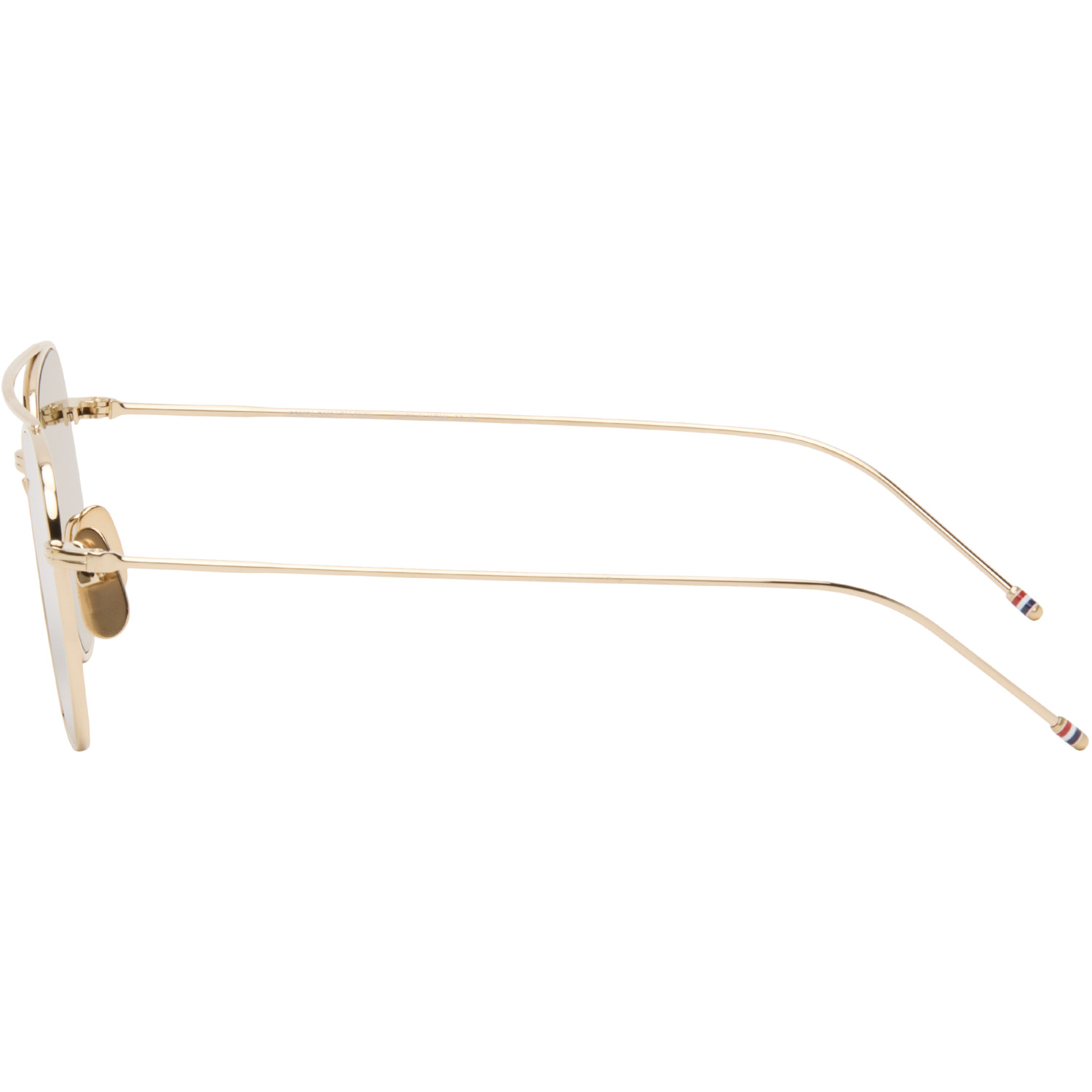  Thom Browne Gold Titanium Squared Aviator Sunglasses 