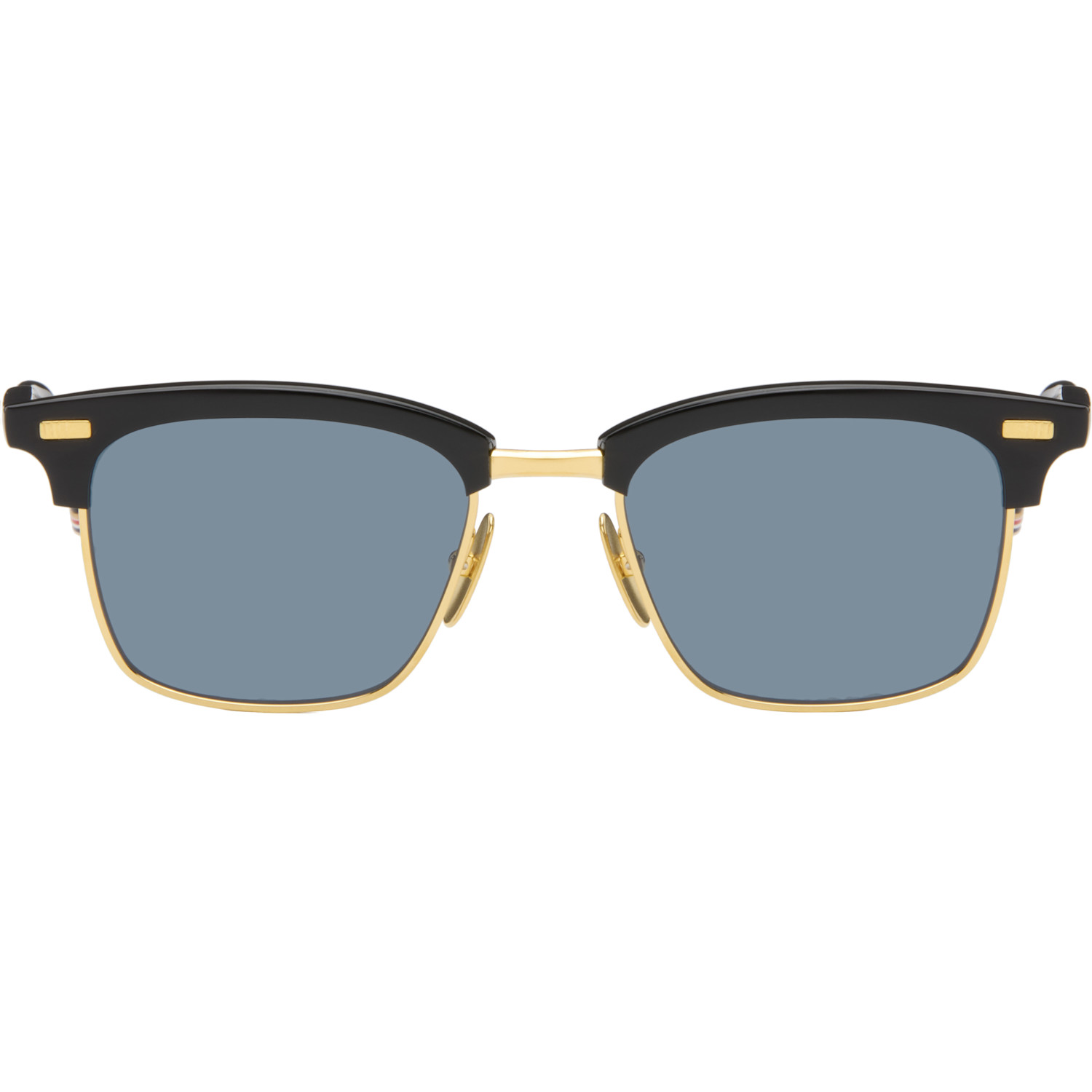 Thom Browne Black Acetate & Titanium Rectangular Sunglasses