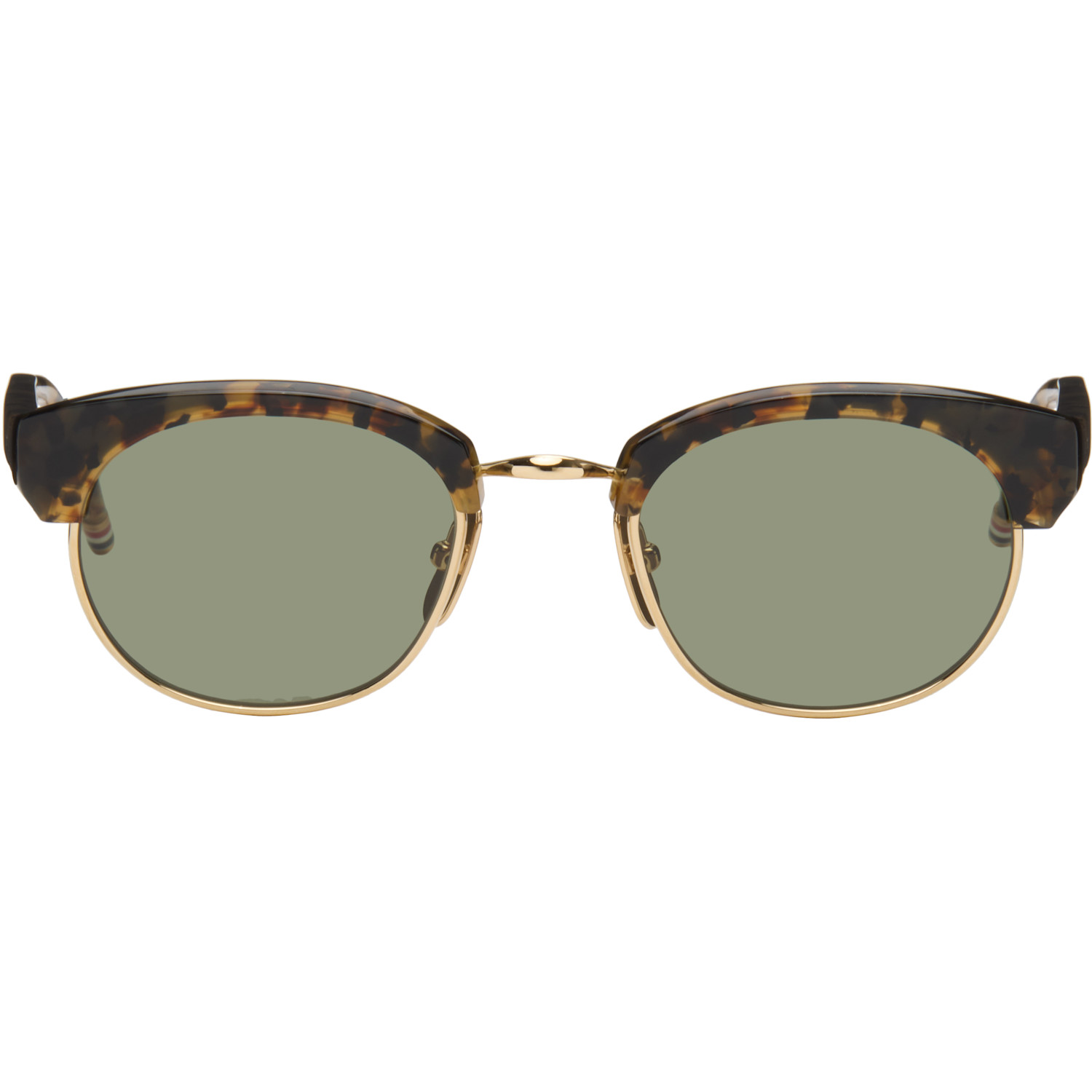 Thom Browne Brown Acetate & Titanium Oval Sunglasses