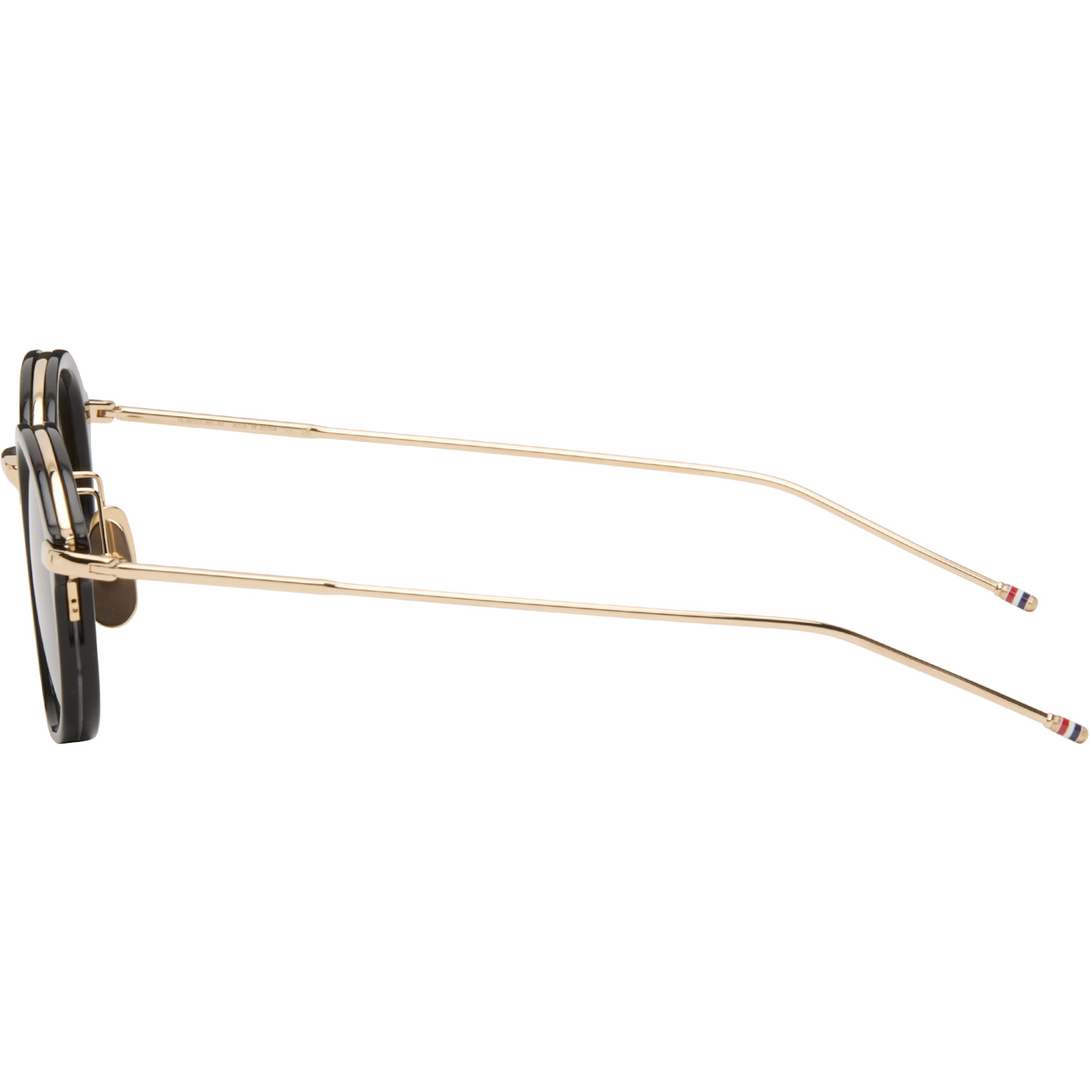  Thom Browne Black & Gold Acetate & Titanium Round Sunglasses 