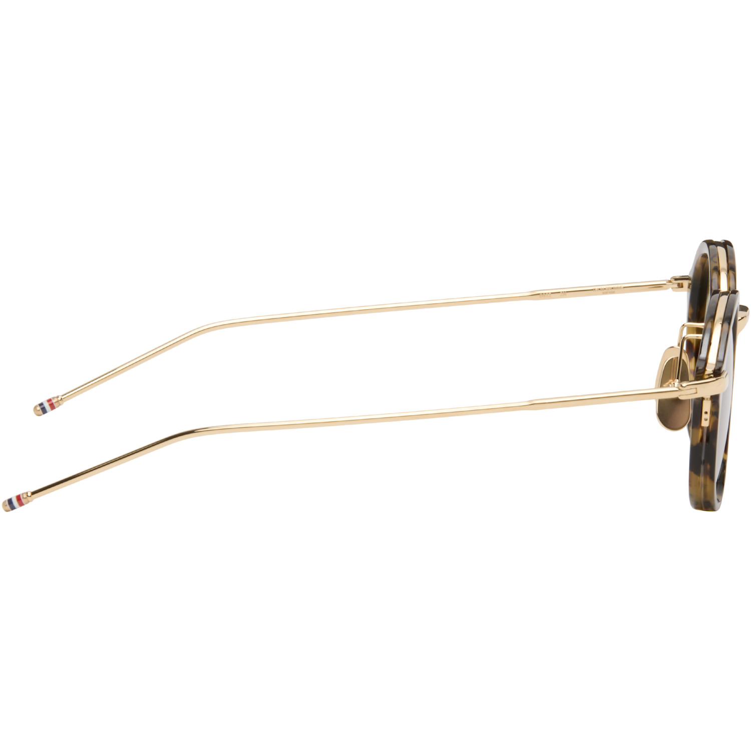  Thom Browne Brown & Gold Acetate & Titanium Round Sunglasses 