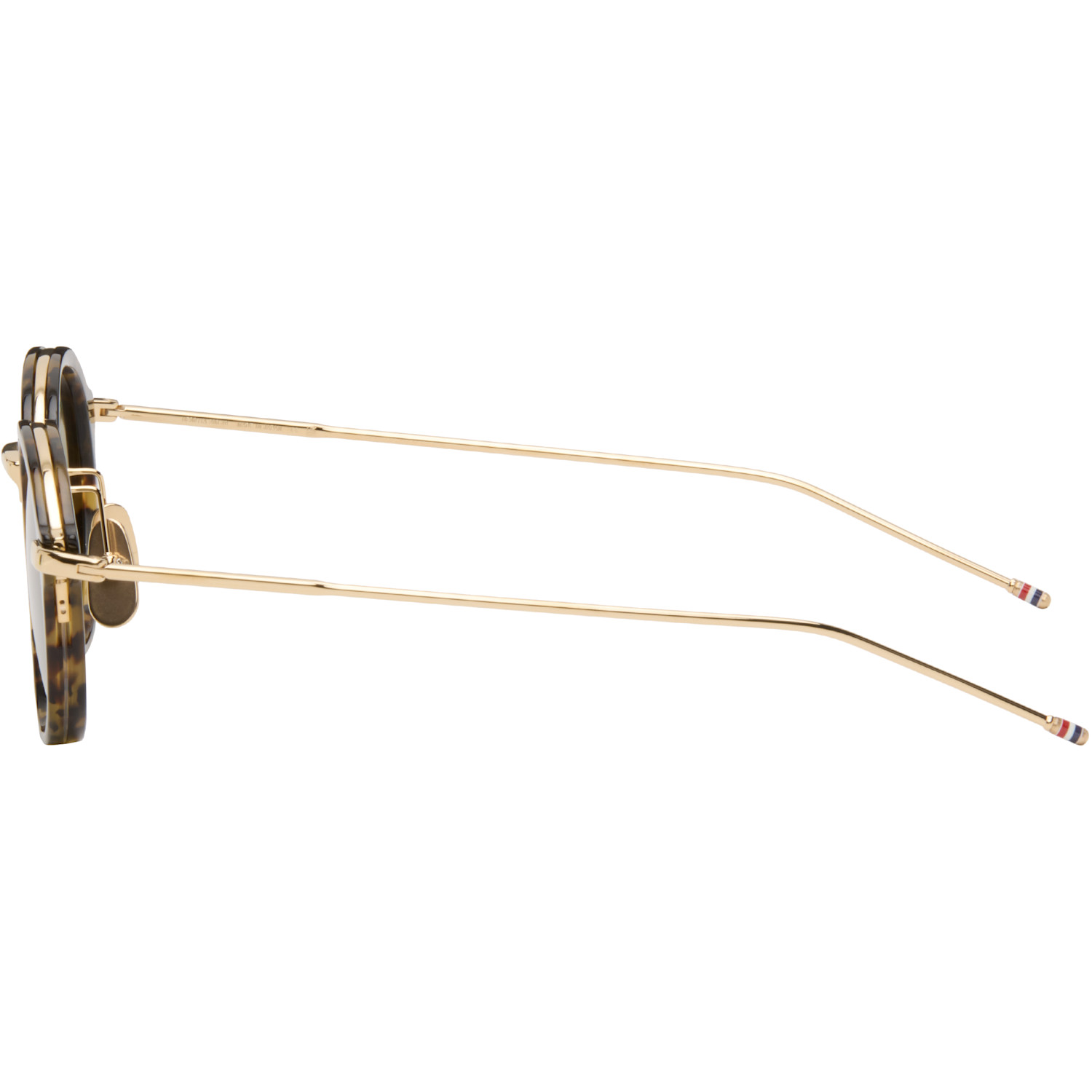  Thom Browne Brown & Gold Acetate & Titanium Round Sunglasses 