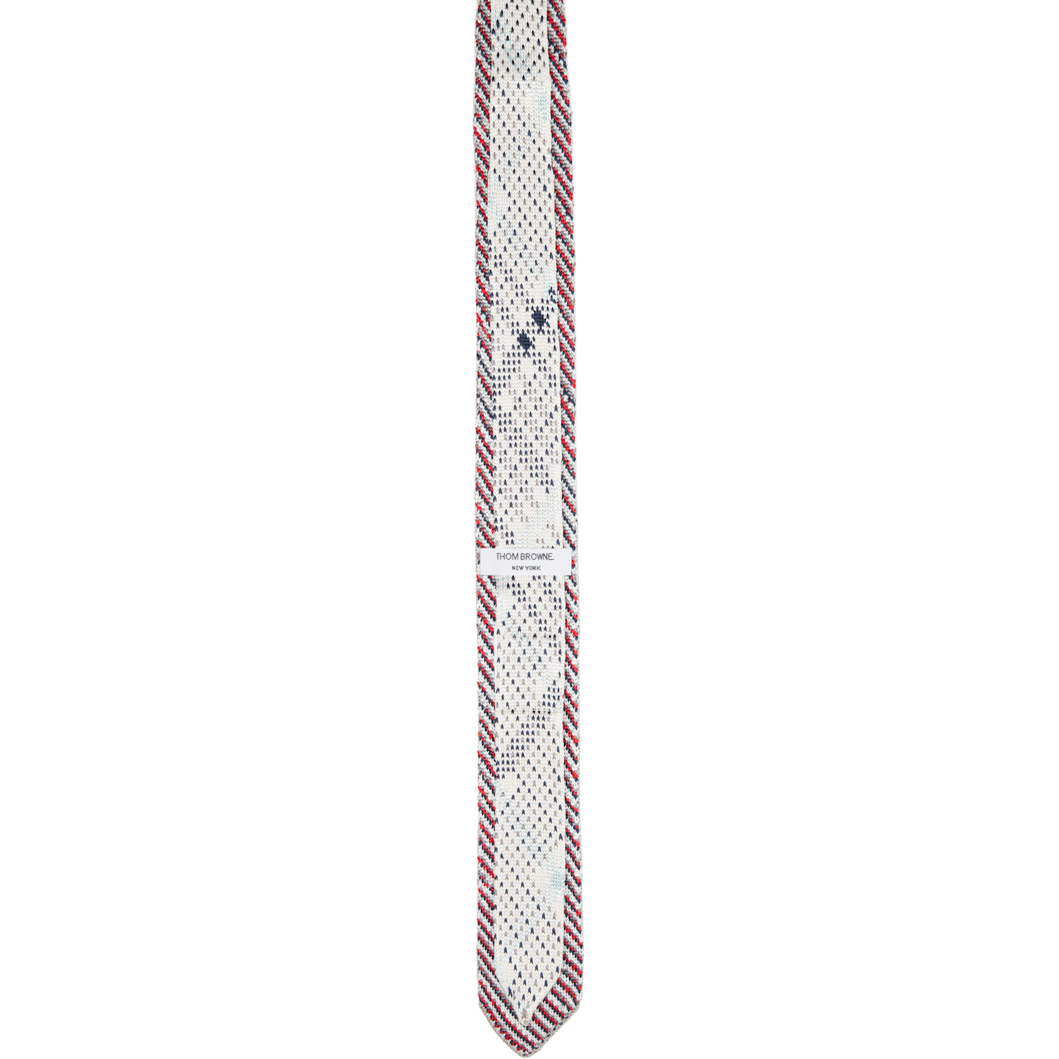  Thom Browne White Plaid Check Silk Knit Rwb Tie 