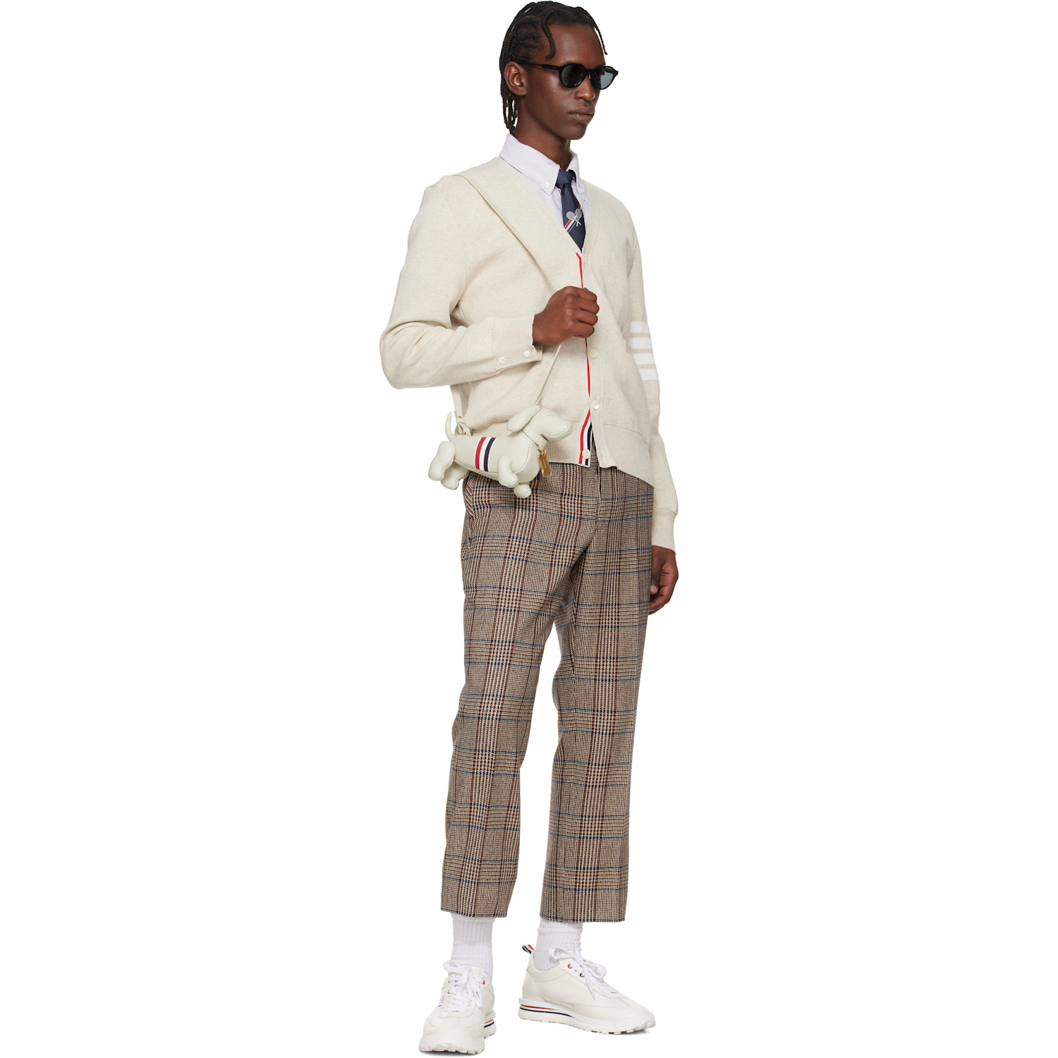  Thom Browne Navy Jacquard Tennis Icon Classic Tie 