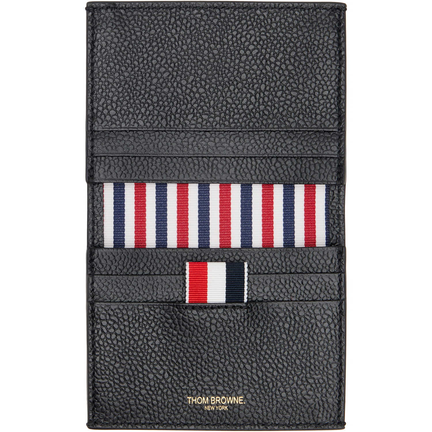  Thom Browne Black Pebble Grain Double Card Holder 