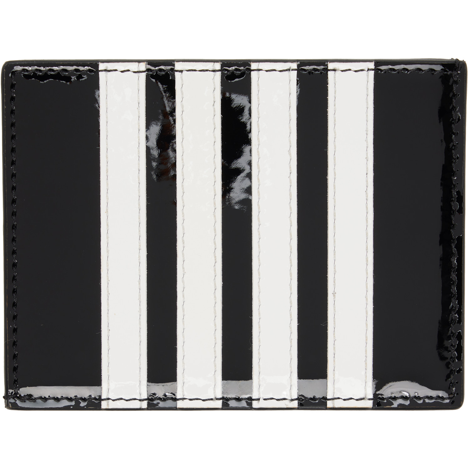  Thom Browne Black Patent 4-bar Note Compartment Card Holder 