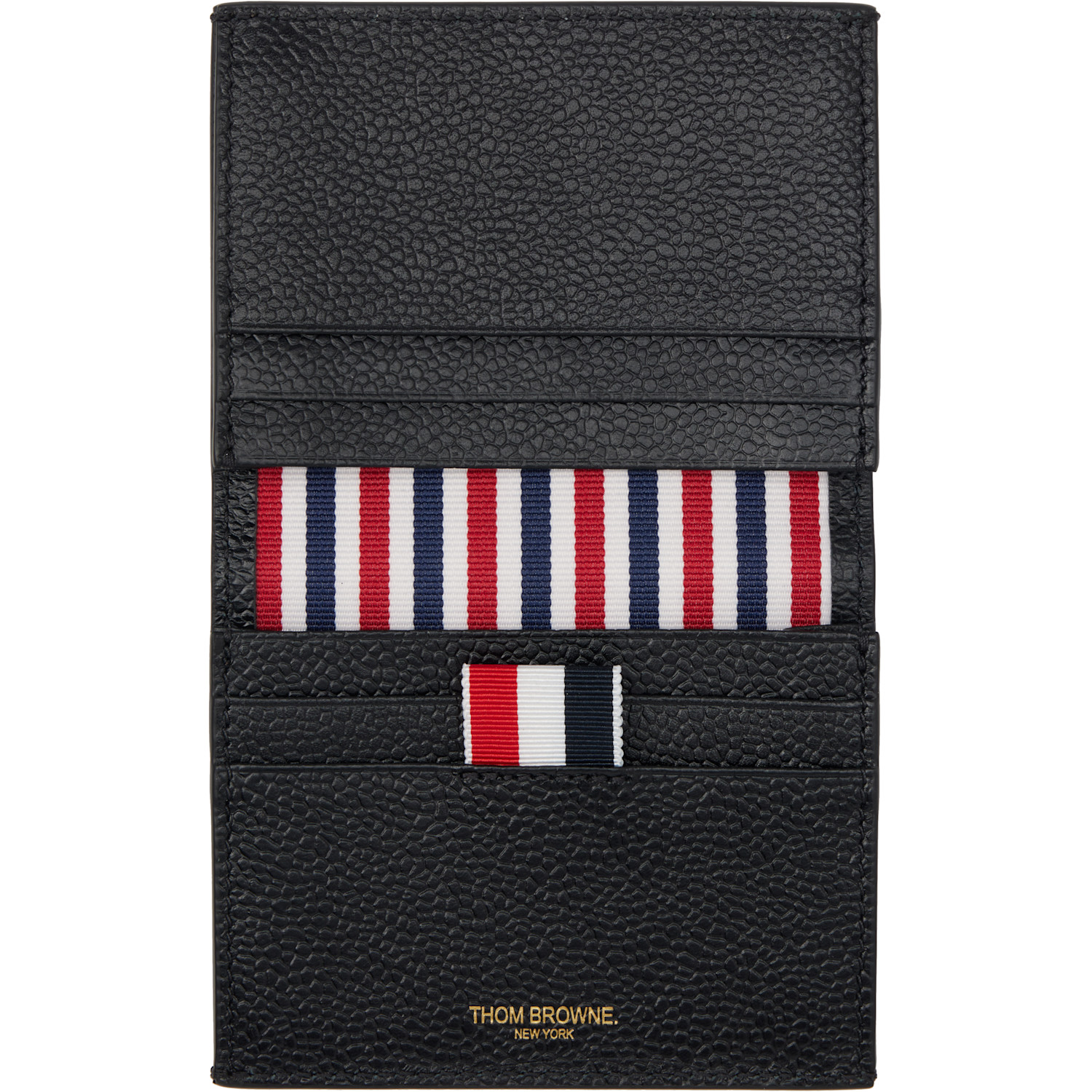  Thom Browne Black Pebble Grain Hector Double Card Holder 