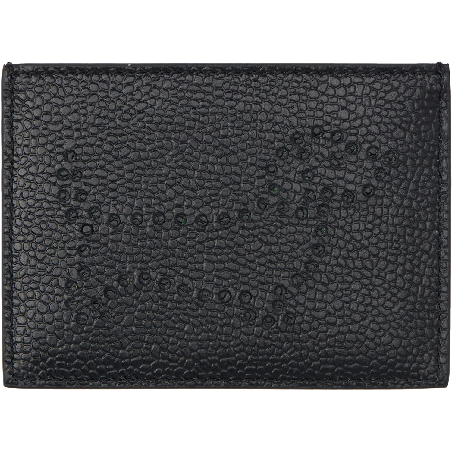  Thom Browne Black Pebble Grain Hector Single Card Holder 