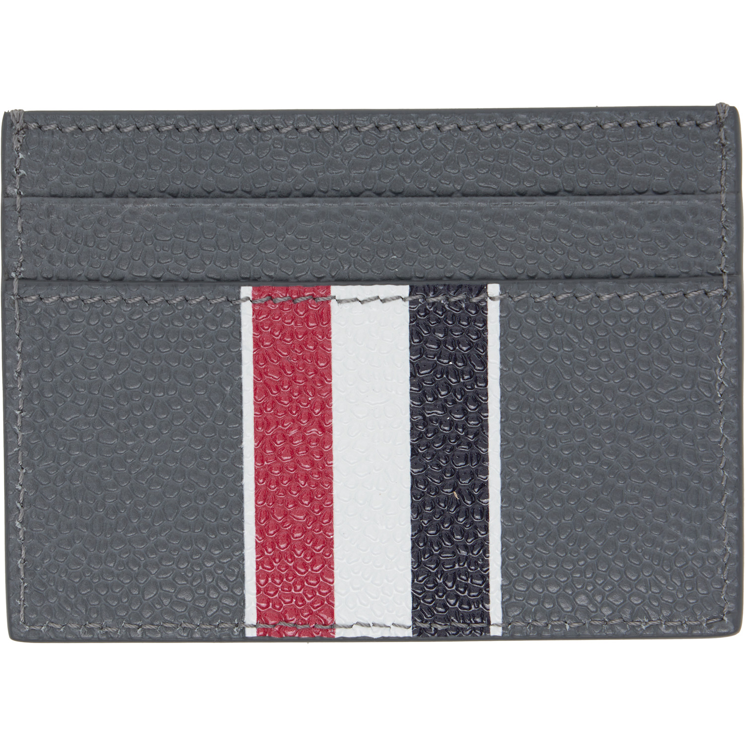  Thom Browne Gray Rwb Stripe Double Sided Card Holder 