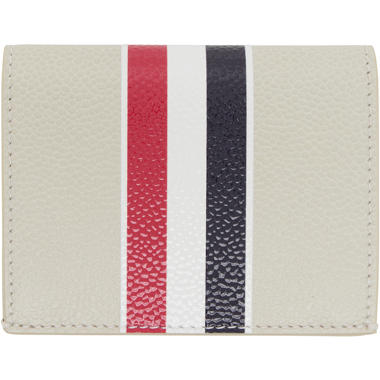  Thom Browne Off-white Pebble Grain Rwb Stripe Double Card Holder 