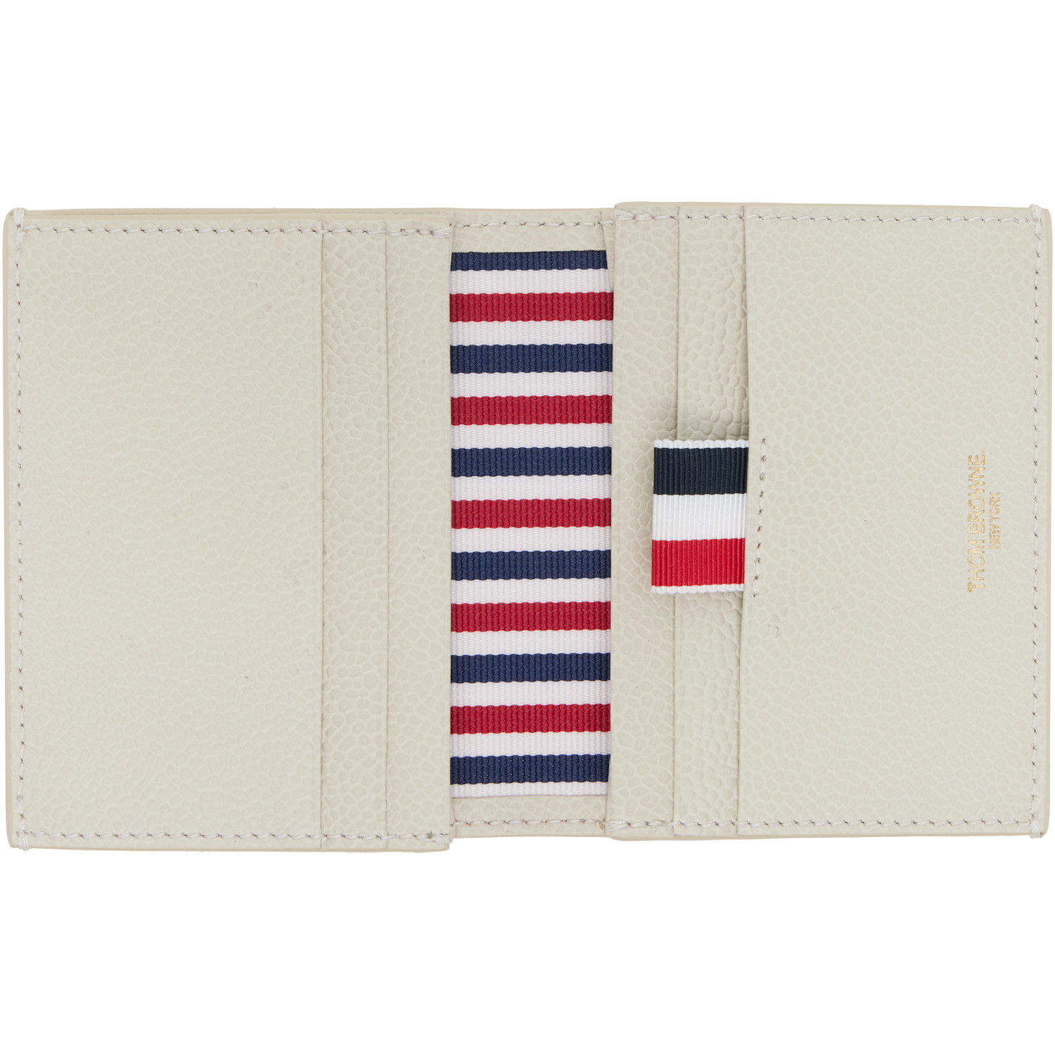  Thom Browne Off-white Pebble Grain Rwb Stripe Double Card Holder 