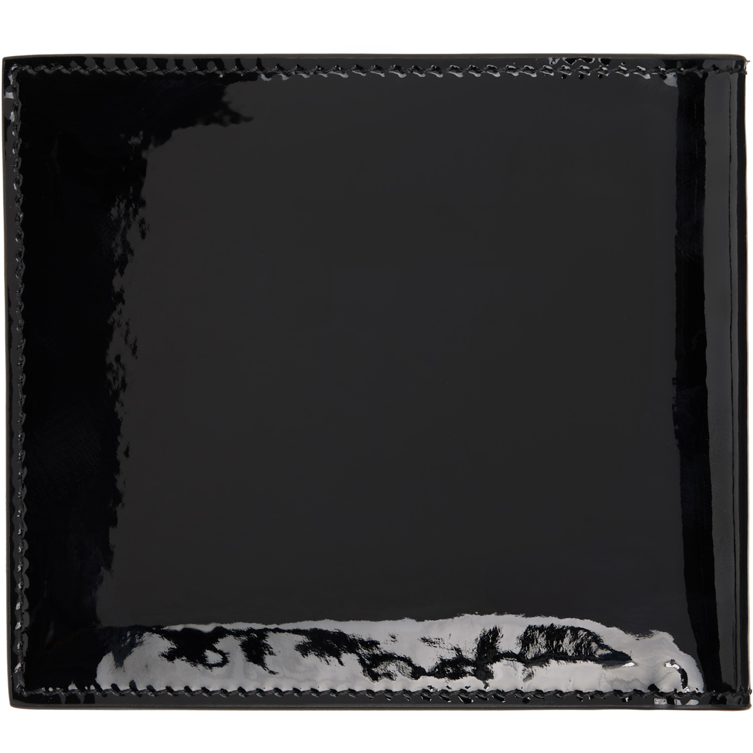  Thom Browne Black Patent 4-bar Bifold Wallet 