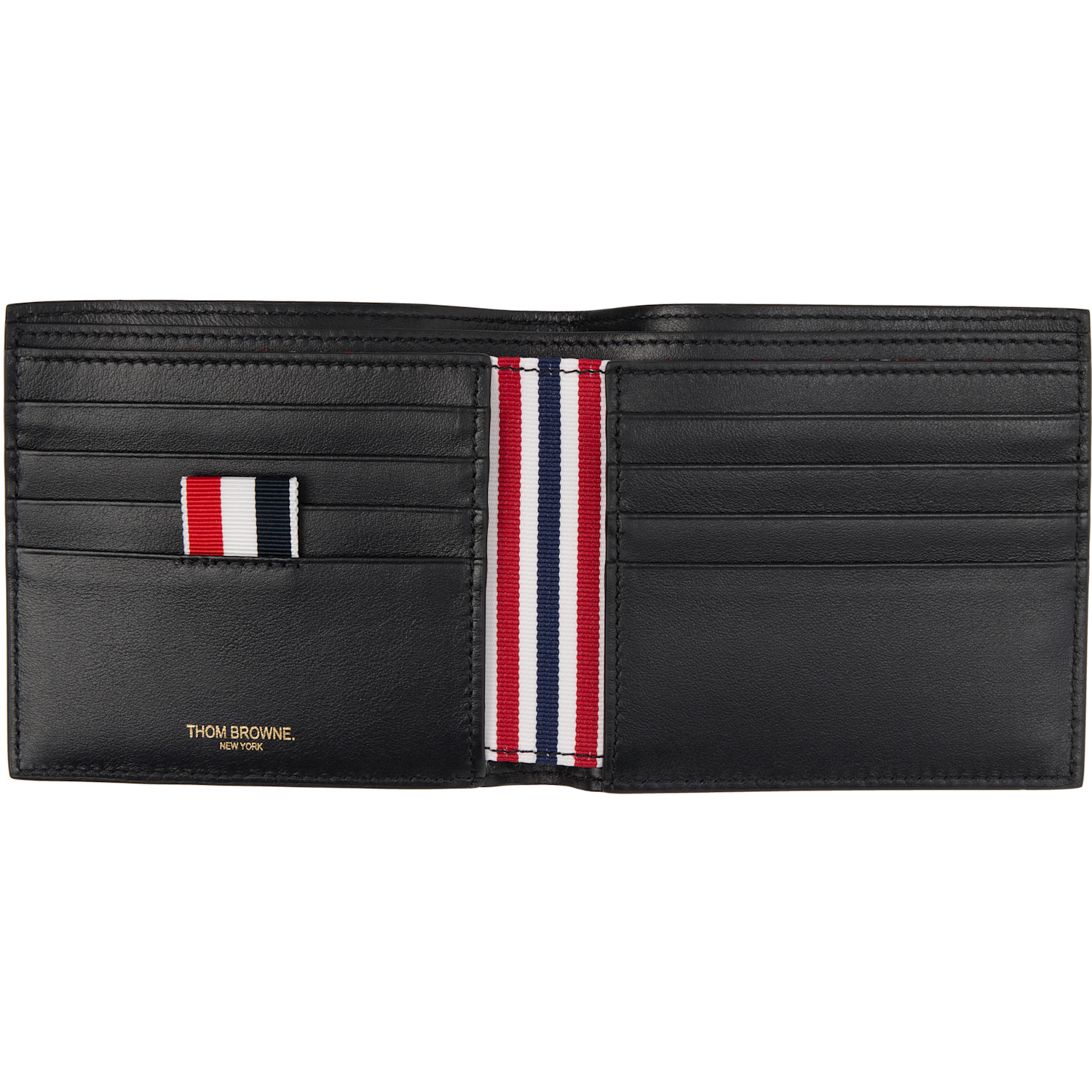  Thom Browne Black Patent 4-bar Bifold Wallet 