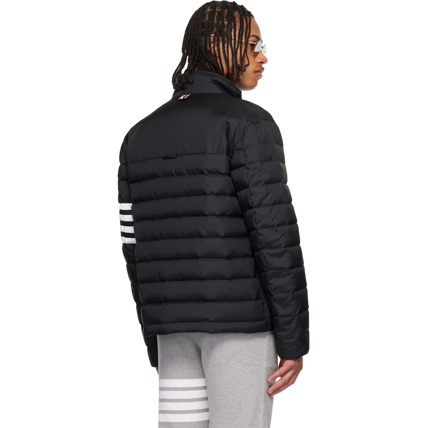  Thom Browne Black Shiny Ripstop 4-bar Lightweight Down Jacket 
