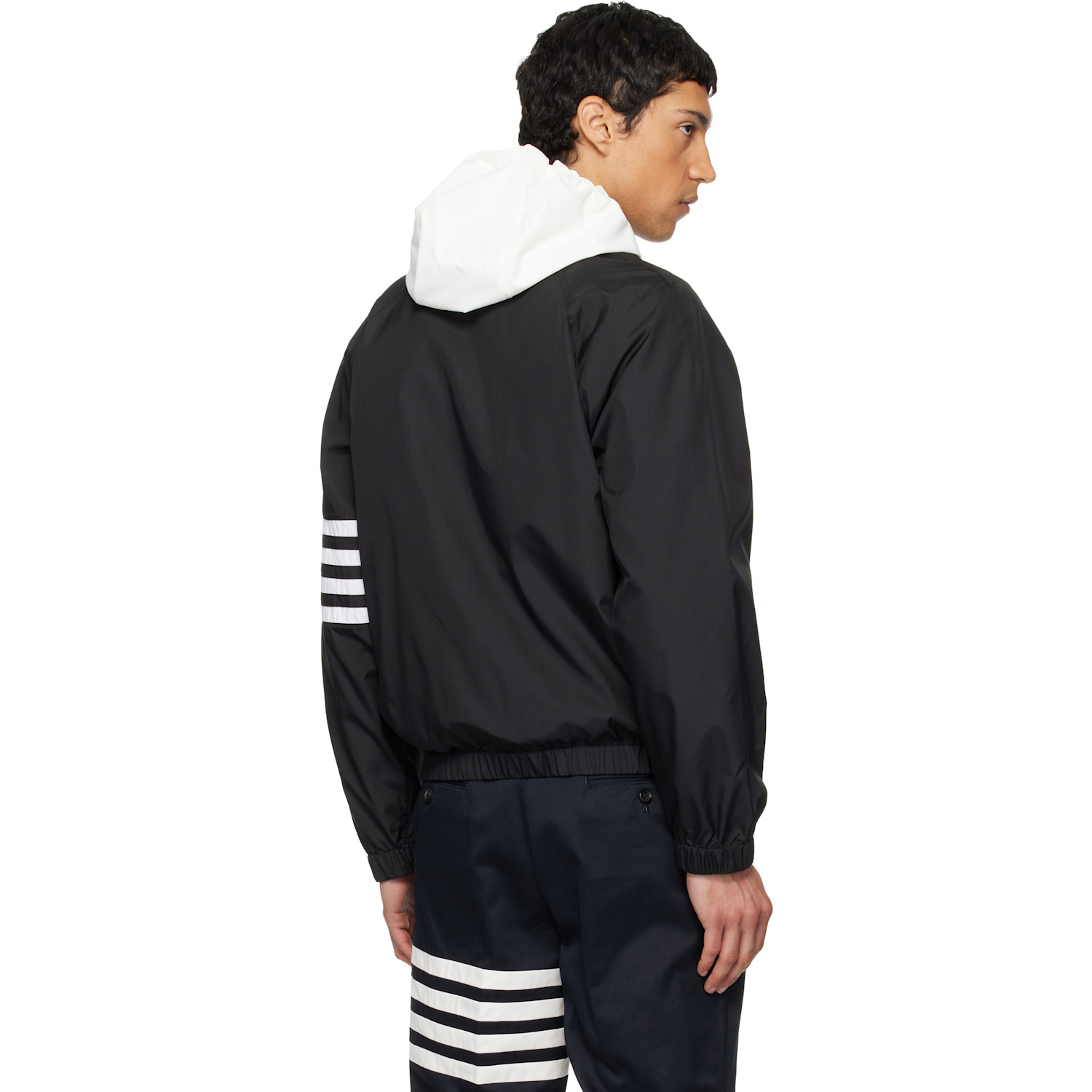  Thom Browne Black Shiny Ripstop Raglan 4-bar Track Jacket 