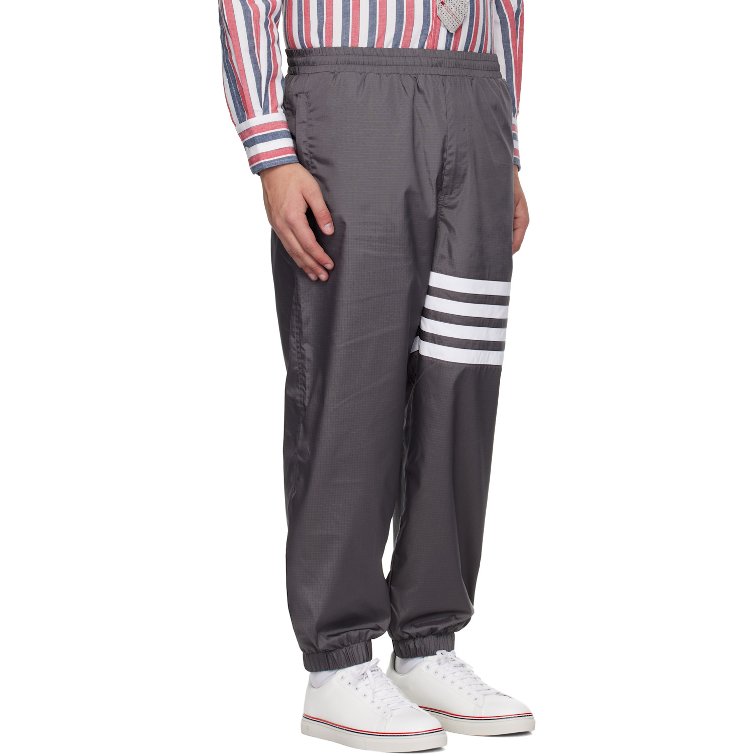  Thom Browne Gray Shiny Ripstop 4-bar Track Pants 