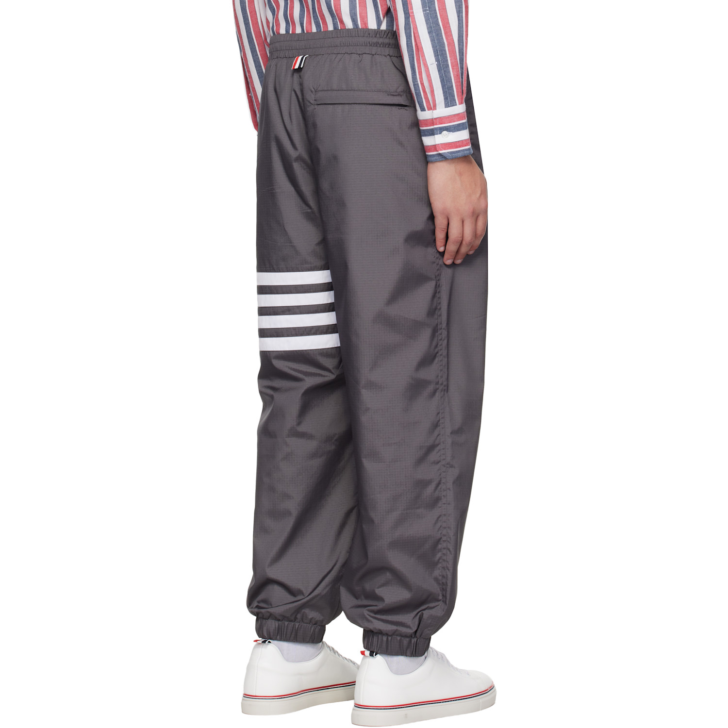  Thom Browne Gray Shiny Ripstop 4-bar Track Pants 