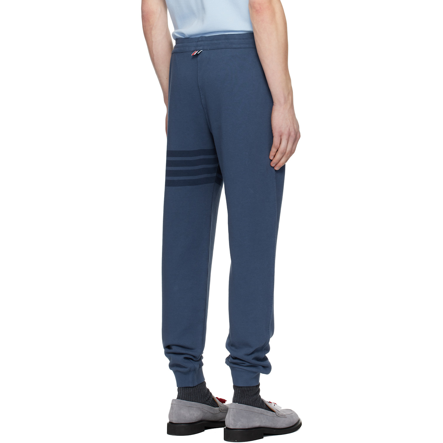  Thom Browne Blue Overdyed Solid Loopback 4 Bar Sweatpants 
