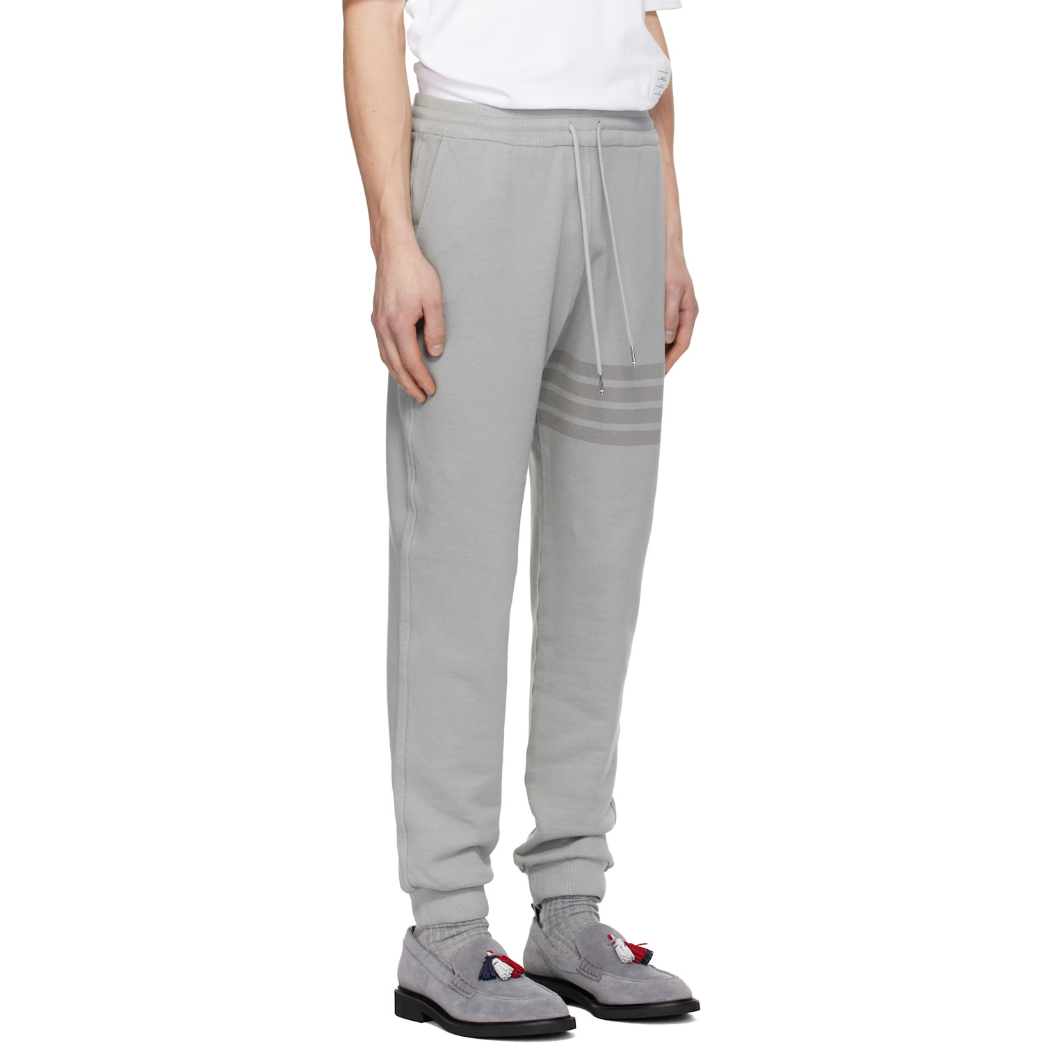  Thom Browne Gray Overdyed Solid Loopback 4 Bar Sweatpants 