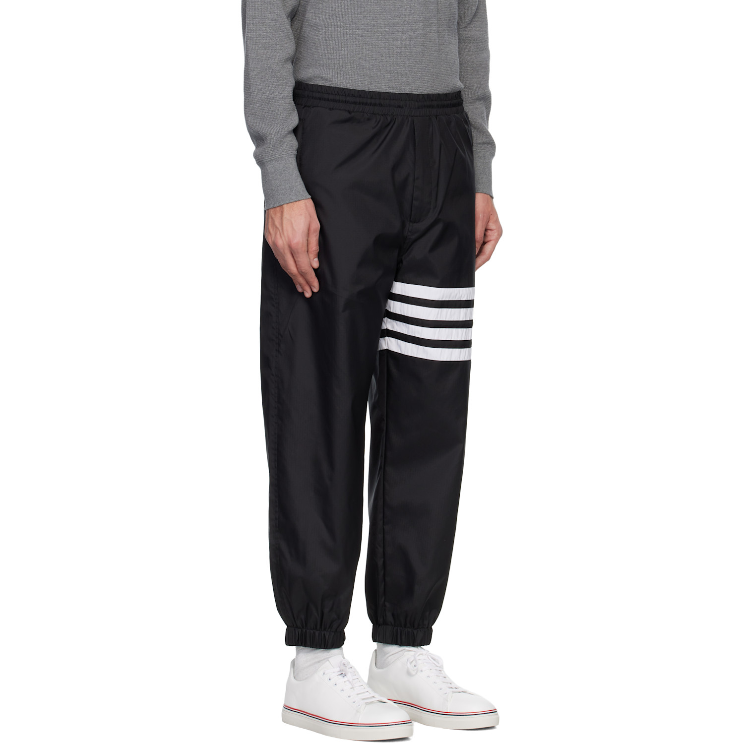 Thom Browne Black Shiny Ripstop 4-bar Track Pants 