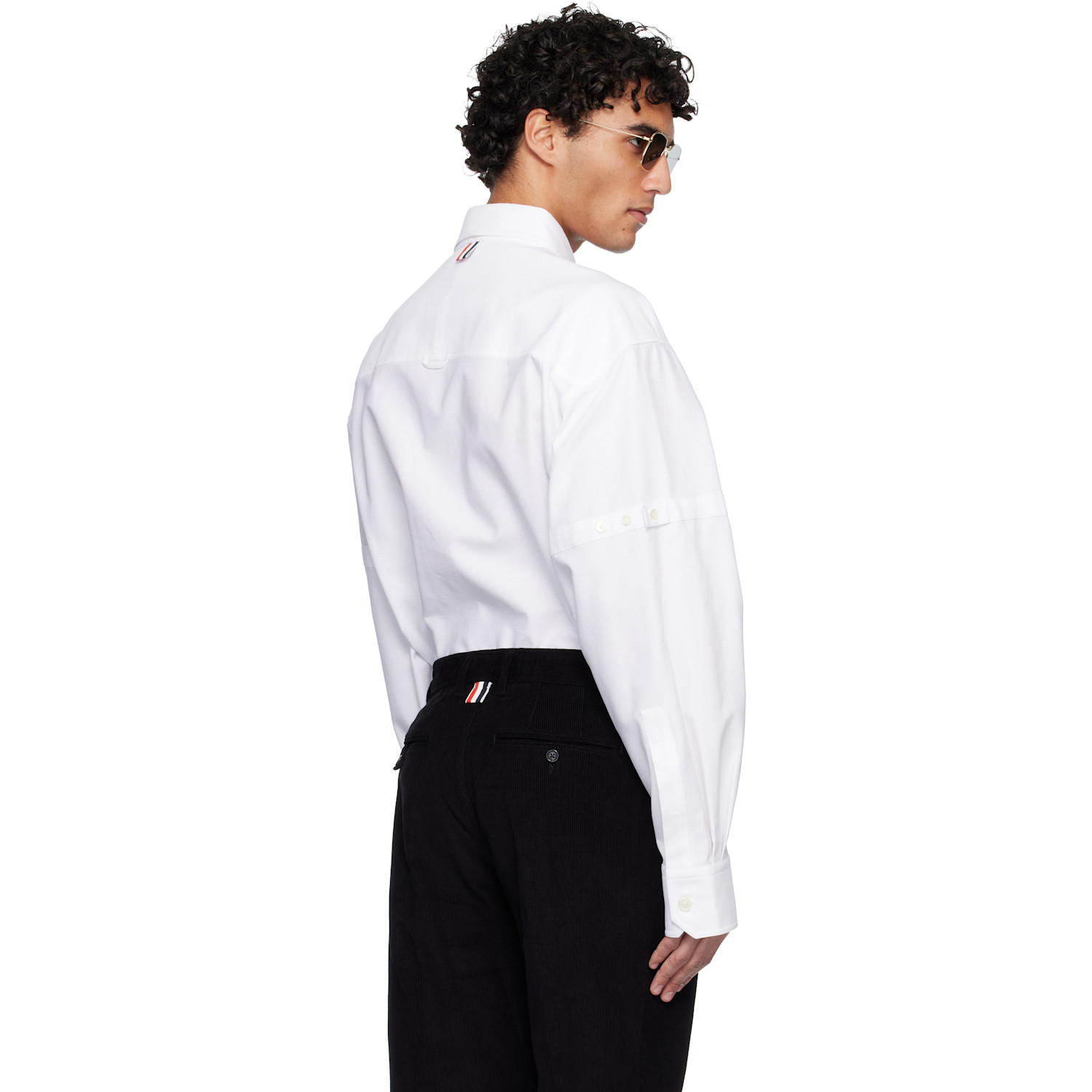  Thom Browne White Opique Double Needle Armband Oversized Shirt 