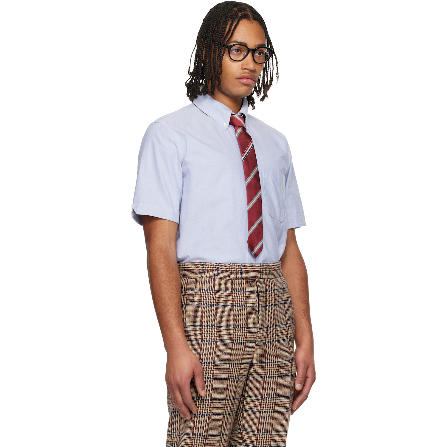  Thom Browne Blue Oxford Short Sleeve Shirt 