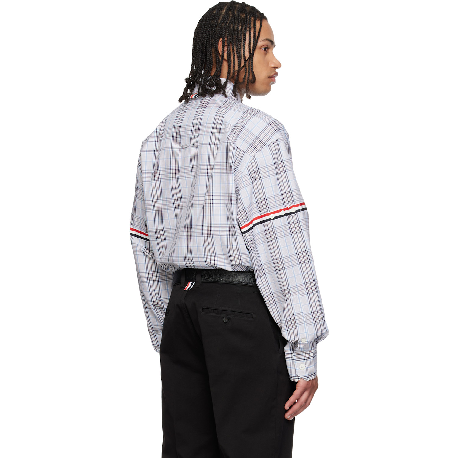  Thom Browne Gray Oversized Double Needle Rwb Gg Armband Shirt 
