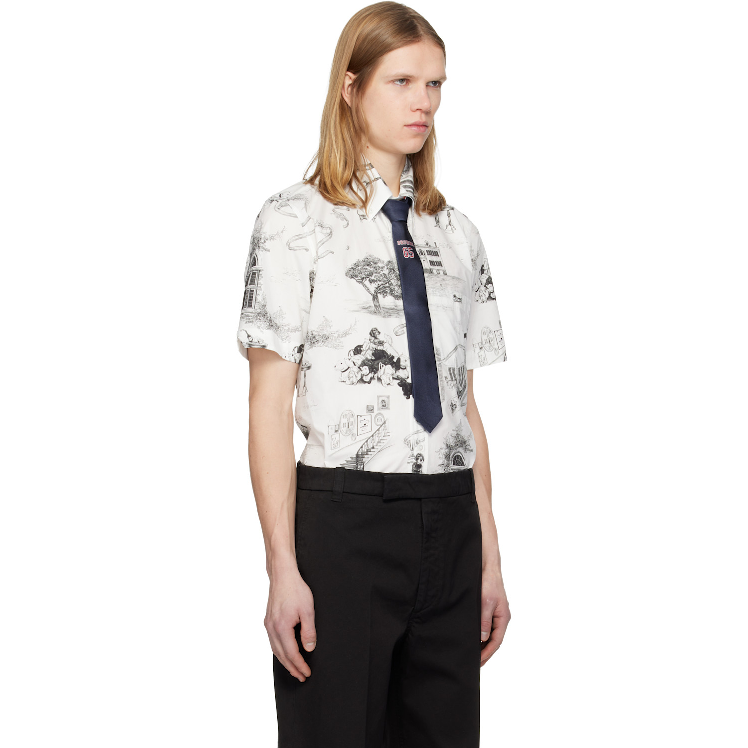  Thom Browne Off-white Poplin Hector Toile Short Sleeve Shirt 