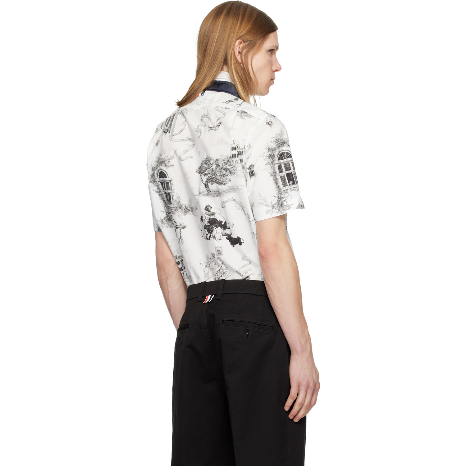  Thom Browne Off-white Poplin Hector Toile Short Sleeve Shirt 