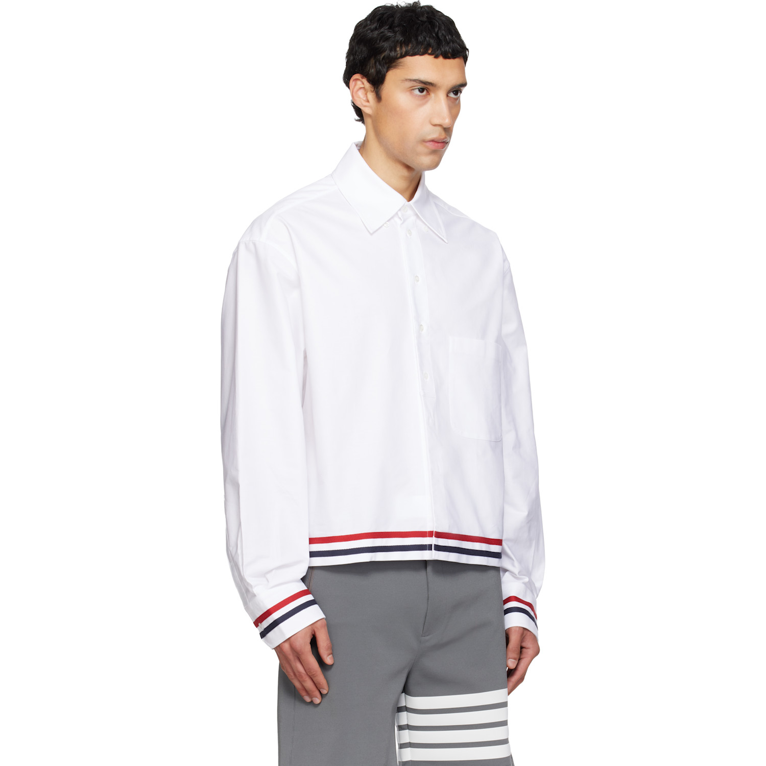  Thom Browne White Rwb Rugby Oxford Shirt 