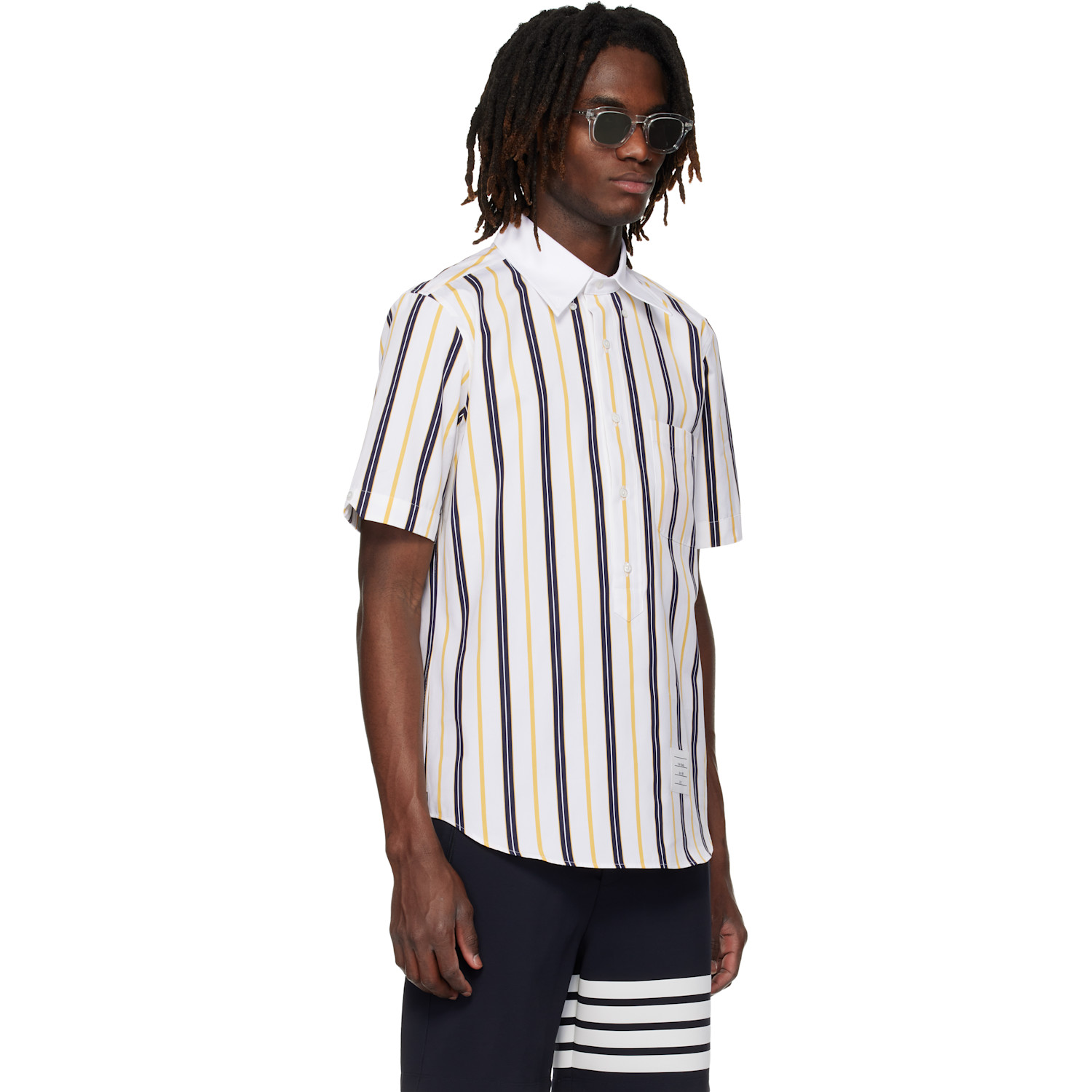  Thom Browne White Repp Stripe Poplin Short Sleeve Shirt 