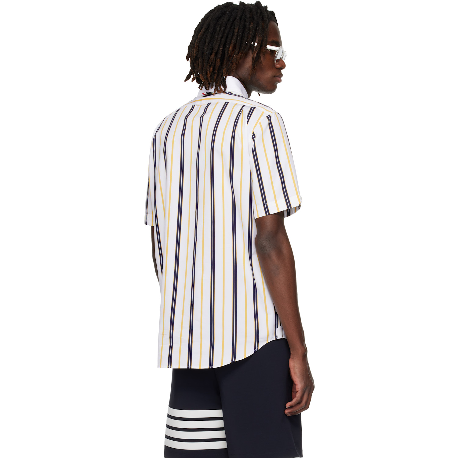  Thom Browne White Repp Stripe Poplin Short Sleeve Shirt 