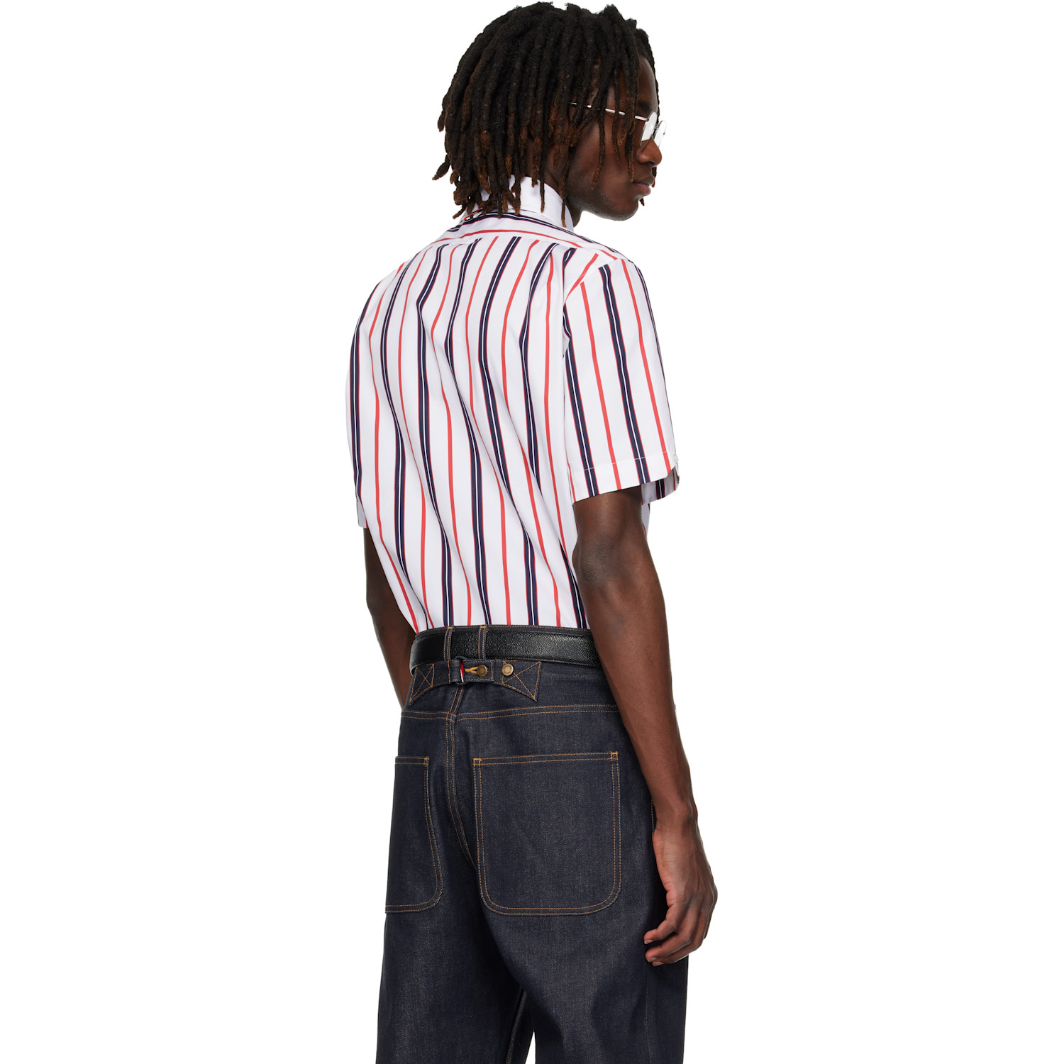  Thom Browne White Repp Stripe Poplin Short Sleeve Shirt 
