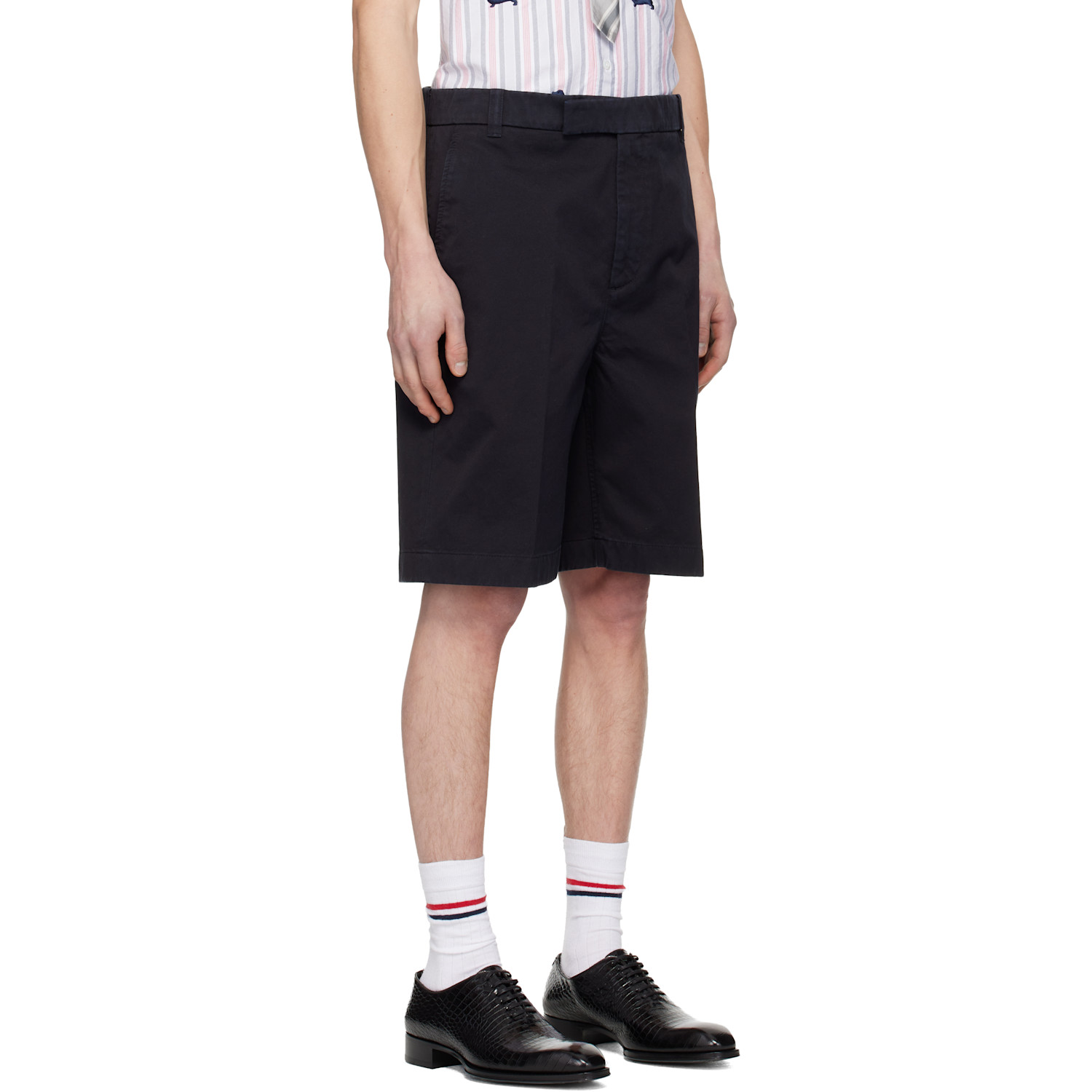  Thom Browne Navy Cotton Twill Utility Chino Shorts 