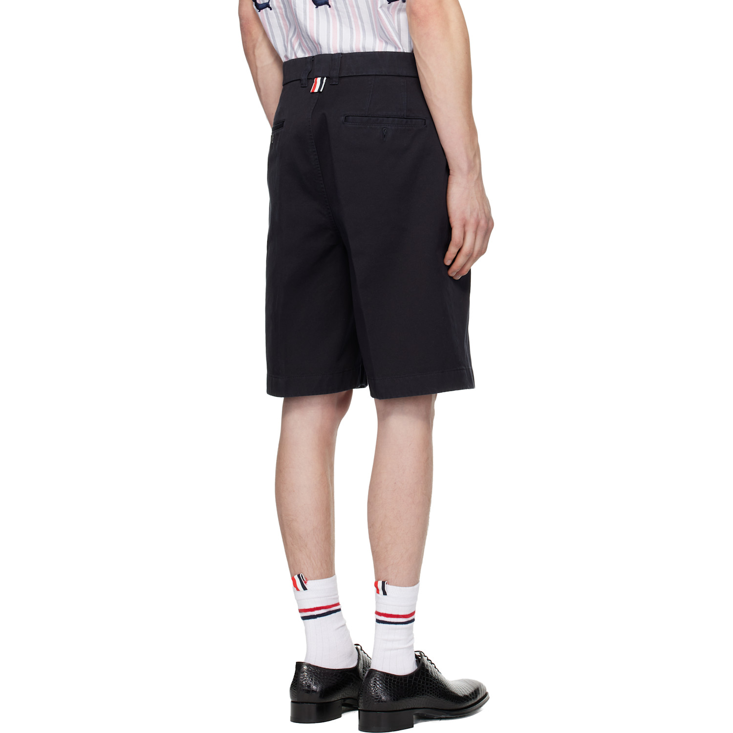  Thom Browne Navy Cotton Twill Utility Chino Shorts 
