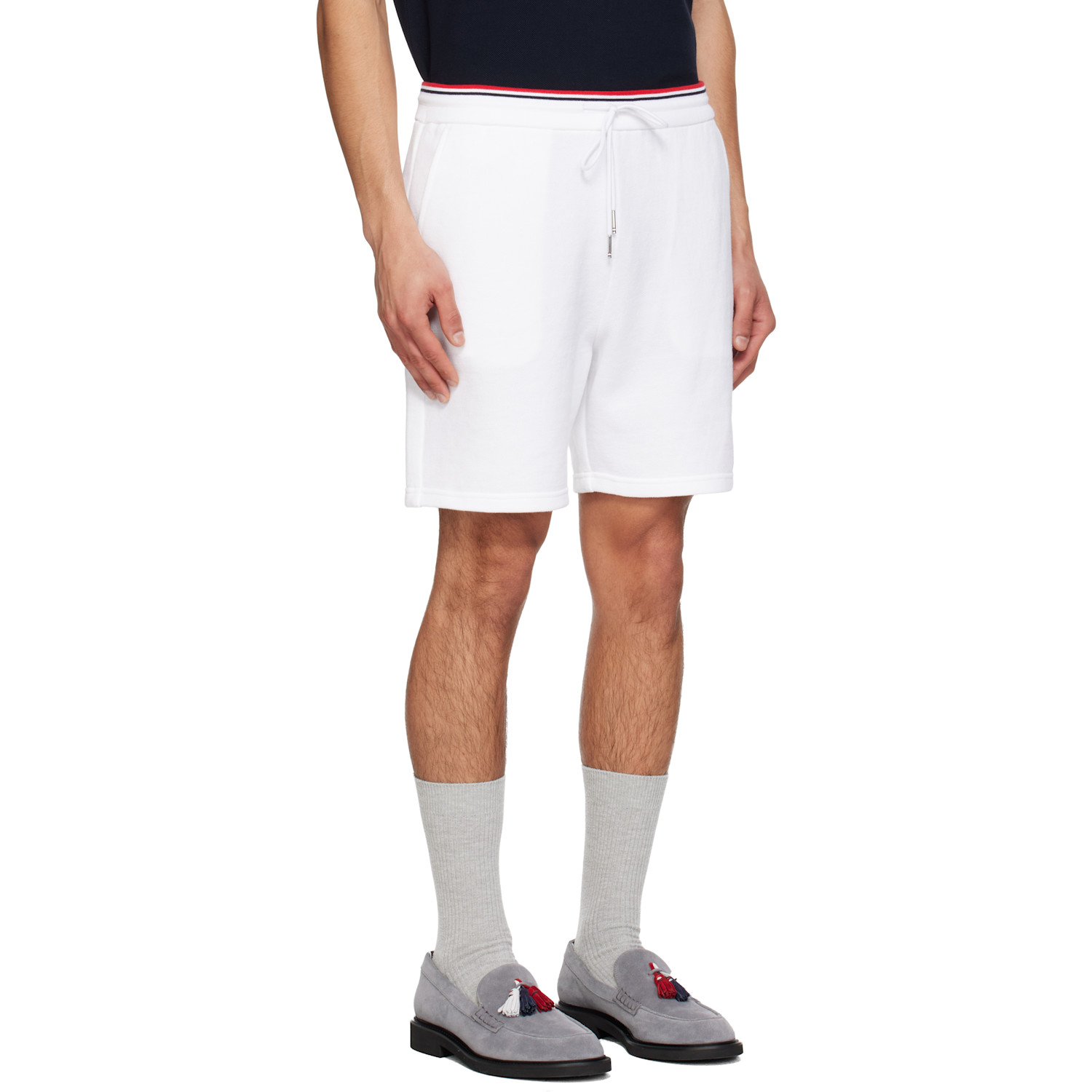 Thom Browne White Pique Loopback Sweat Shorts 