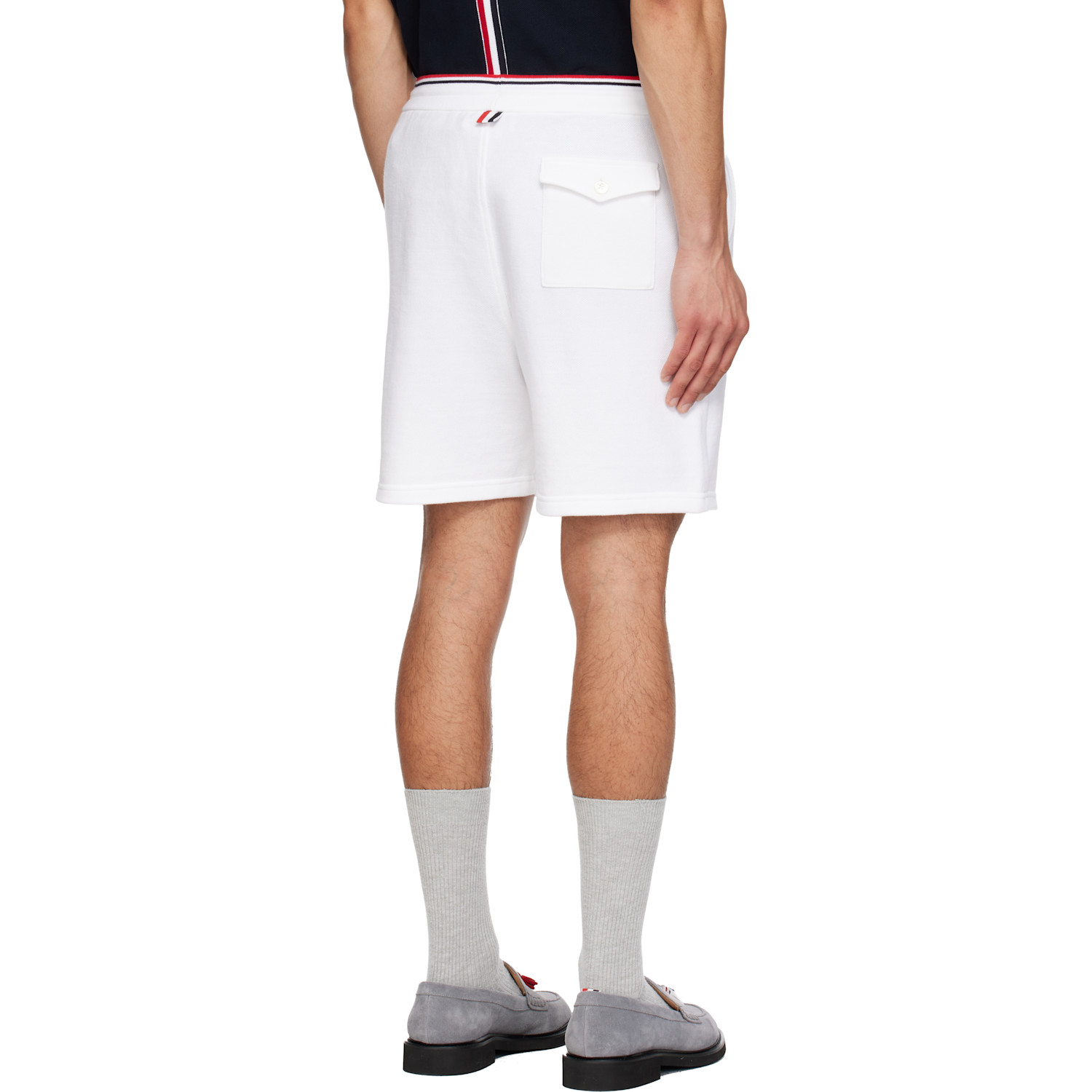 Thom Browne White Pique Loopback Sweat Shorts 