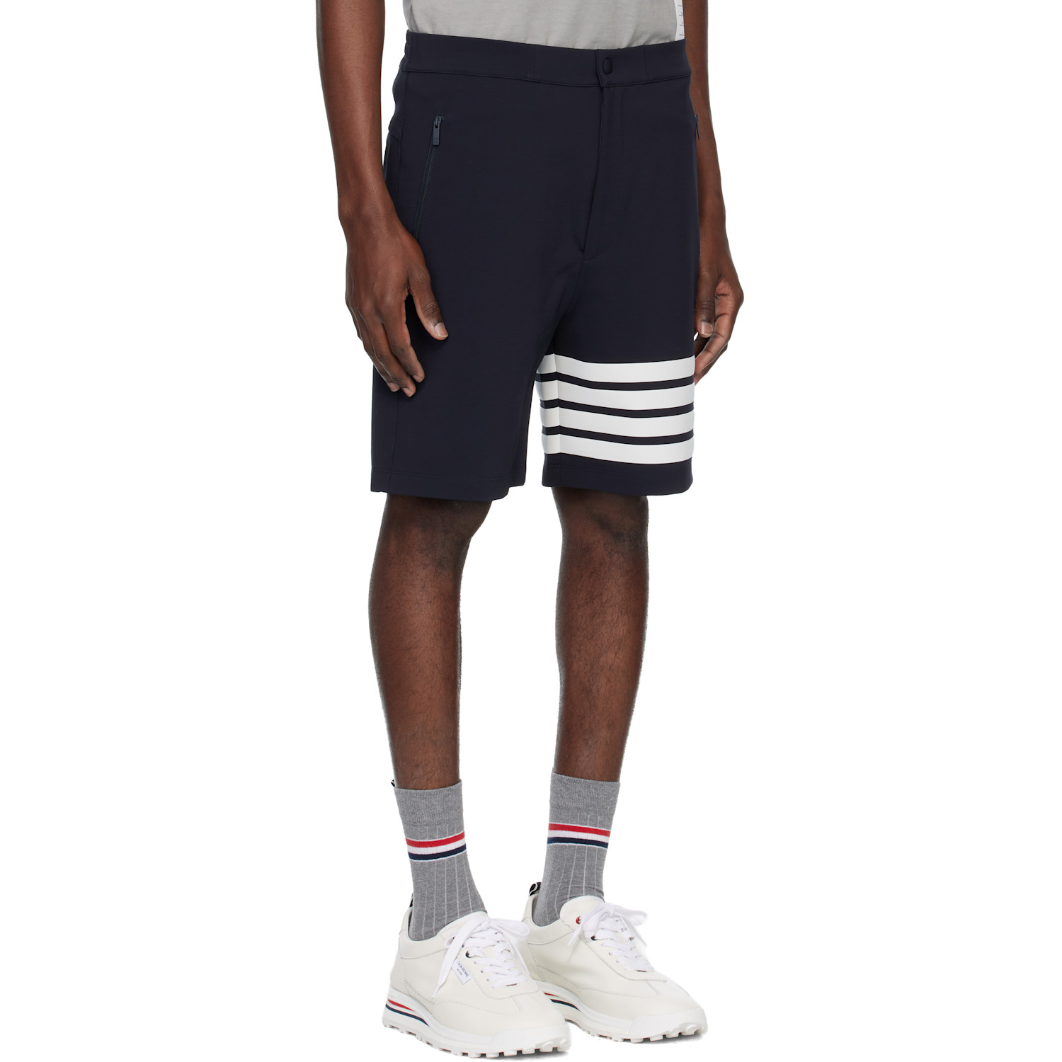  Thom Browne Navy Mid Thigh 4 Bar Shorts 