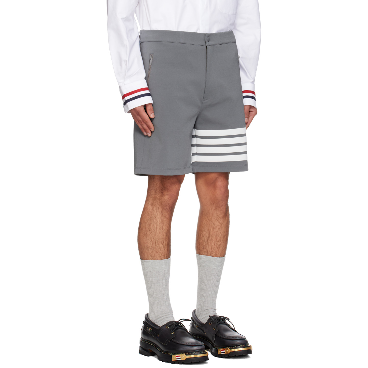  Thom Browne Gray 4-bar Tech Shorts 