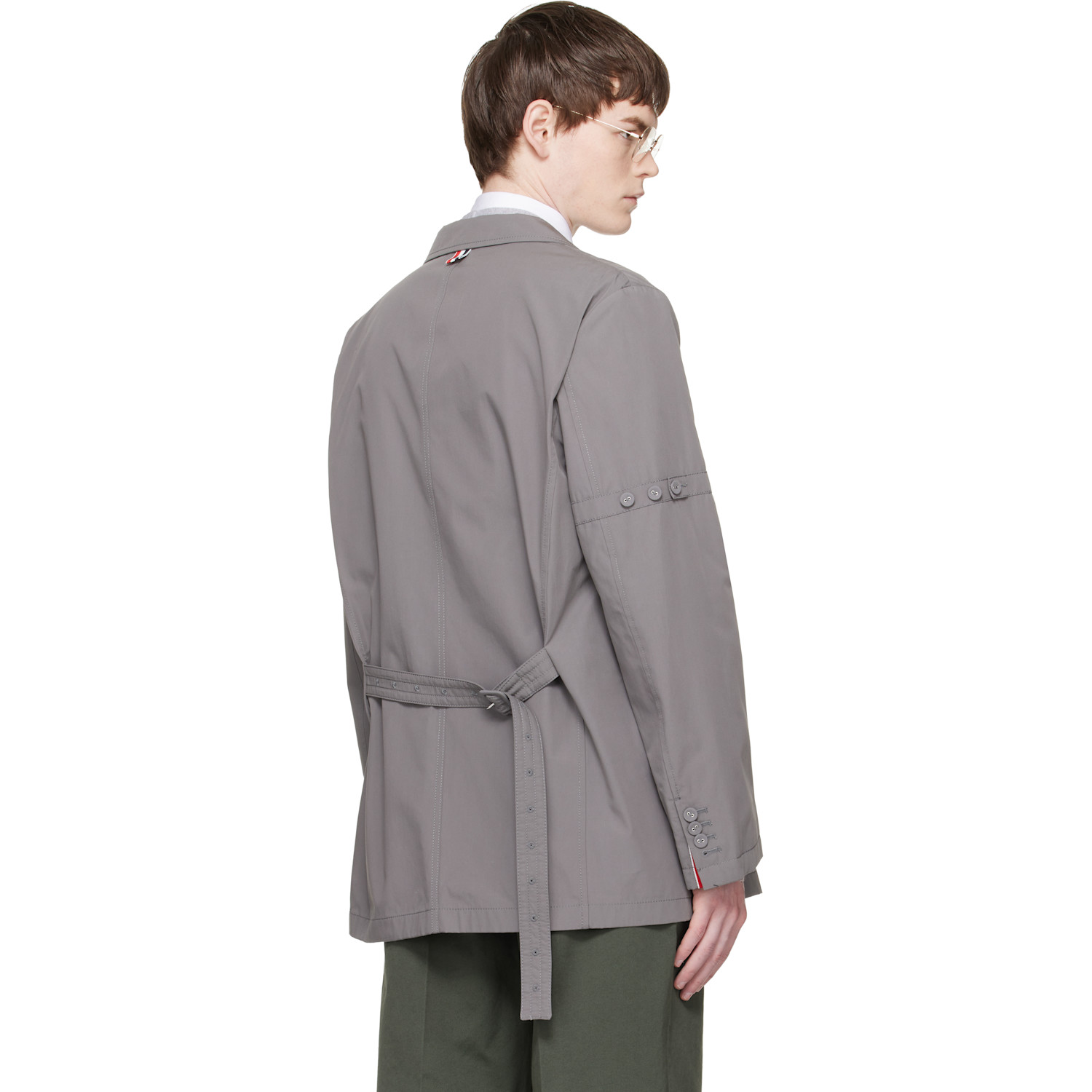  Thom Browne Gray Cotton Suiting Armband Unconstructed Blazer 
