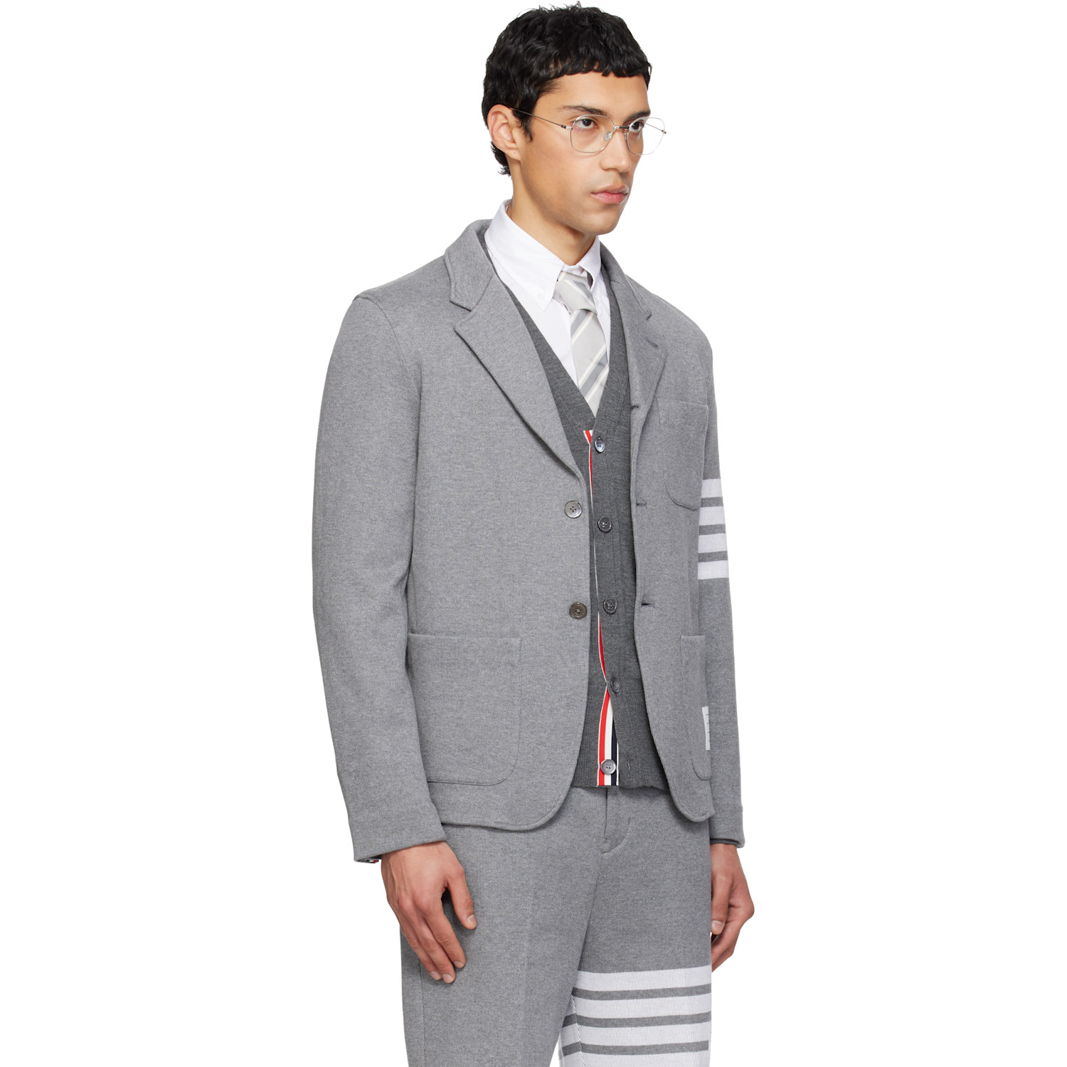  Thom Browne Gray Double Face Knit 4-bar Sack Blazer 