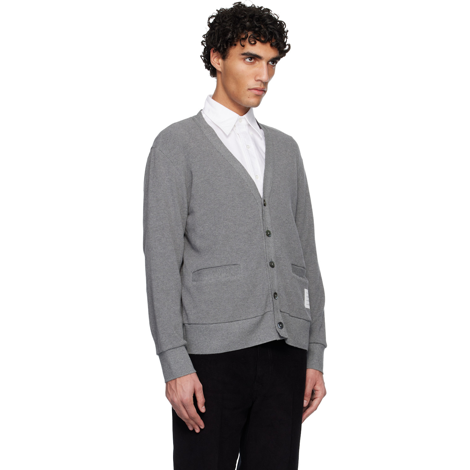  Thom Browne Gray V Neck Cardigan 
