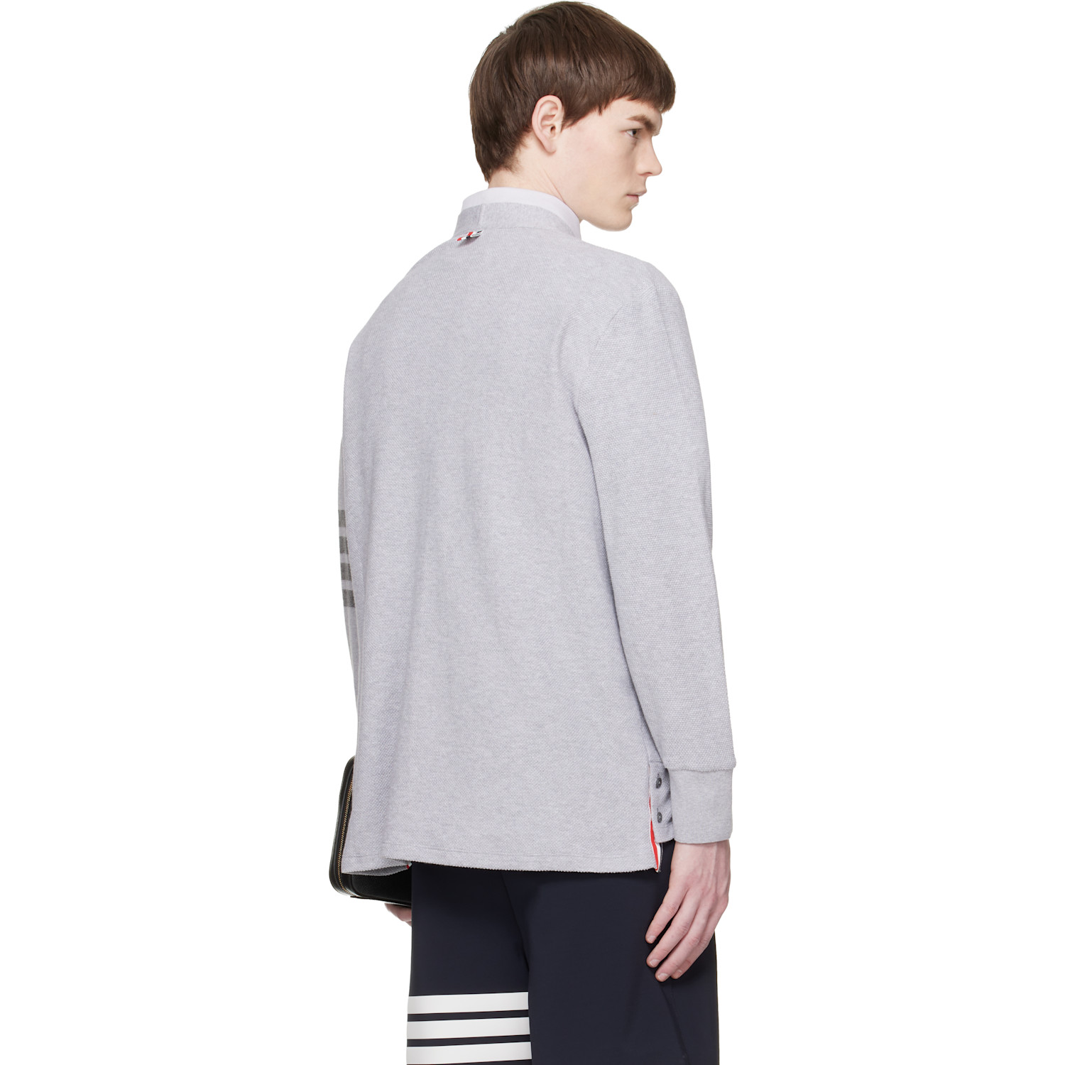  Thom Browne Gray Textured Pique 4-bar Cardigan 
