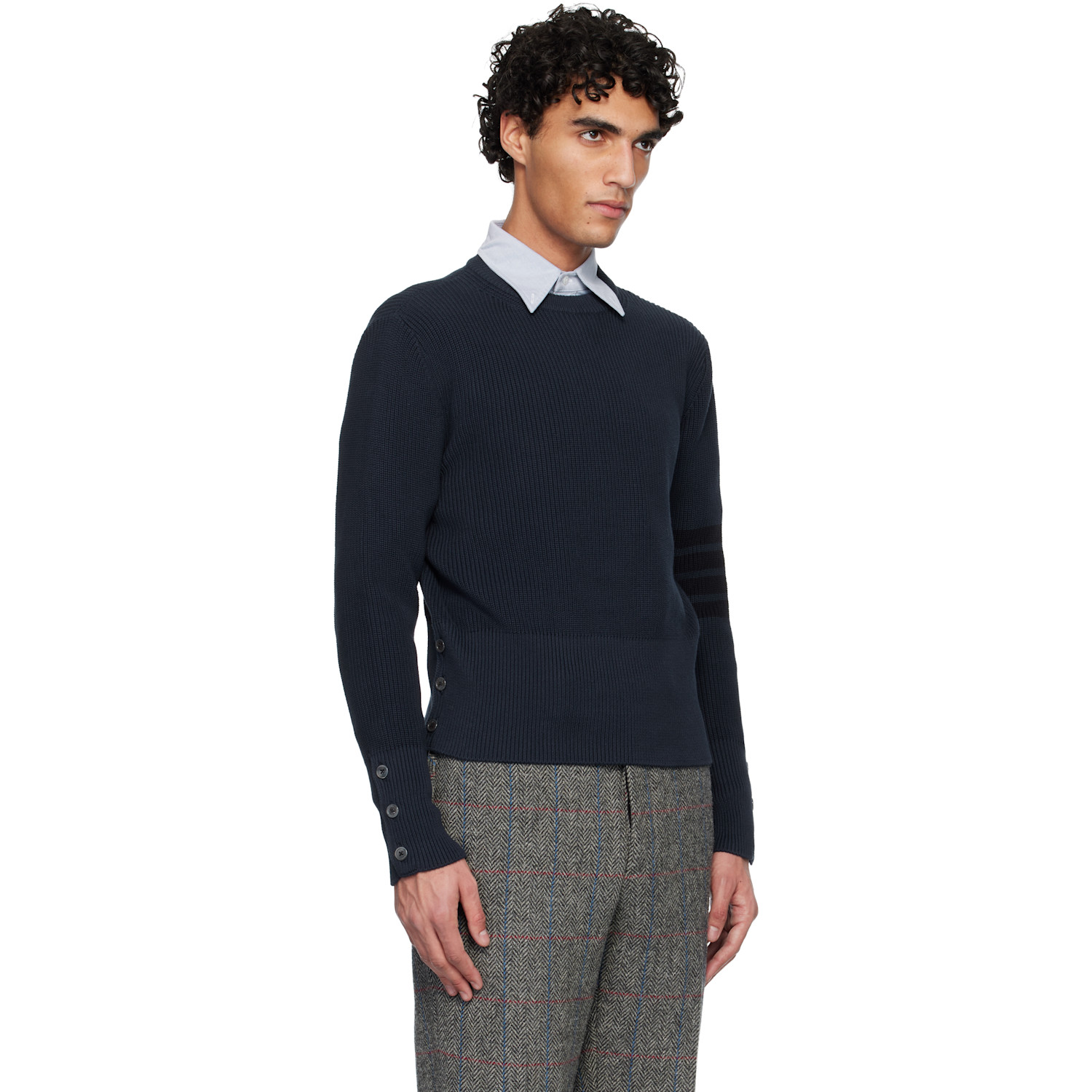  Thom Browne Navy Cotton Cardigan Stitch 4-bar Sweater 