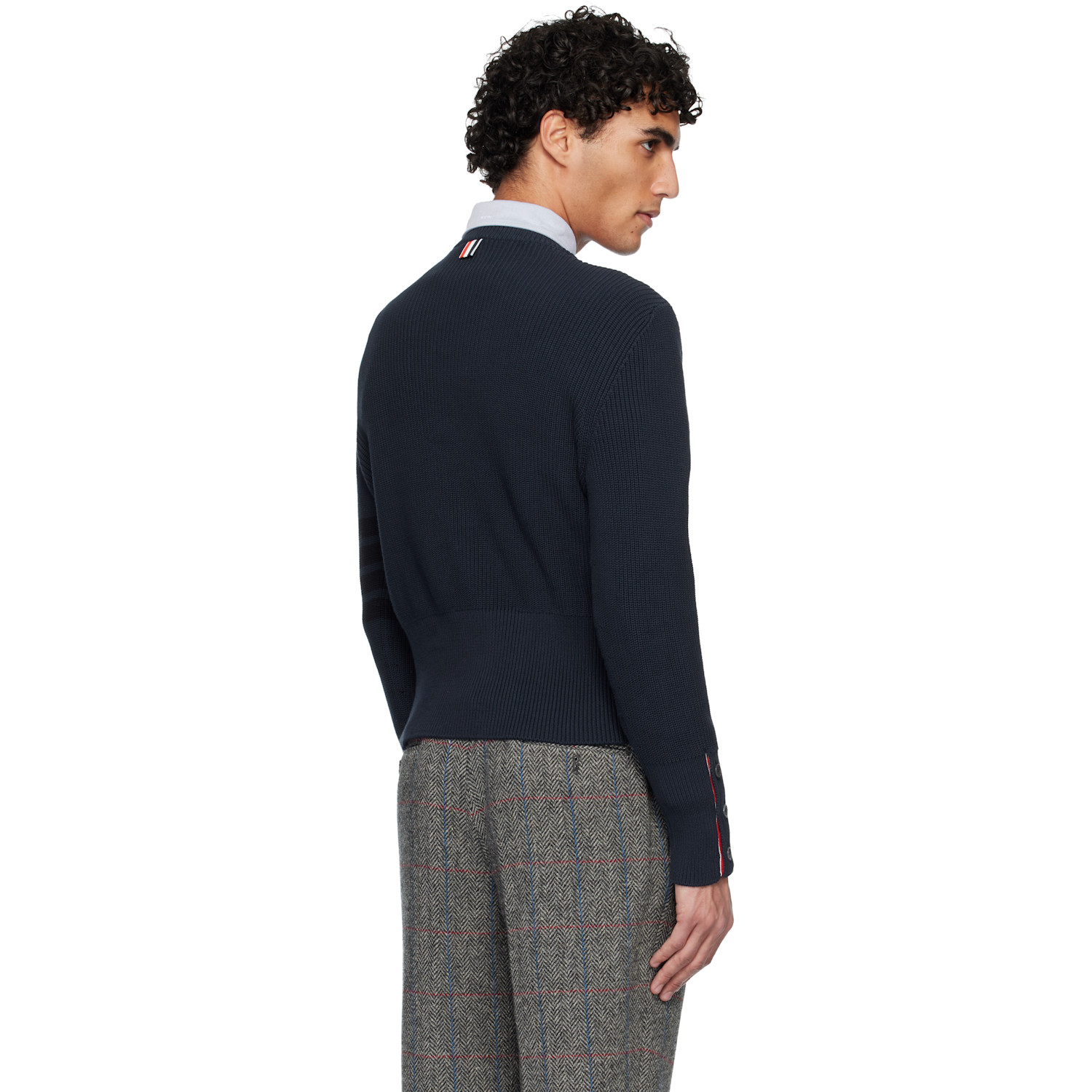  Thom Browne Navy Cotton Cardigan Stitch 4-bar Sweater 
