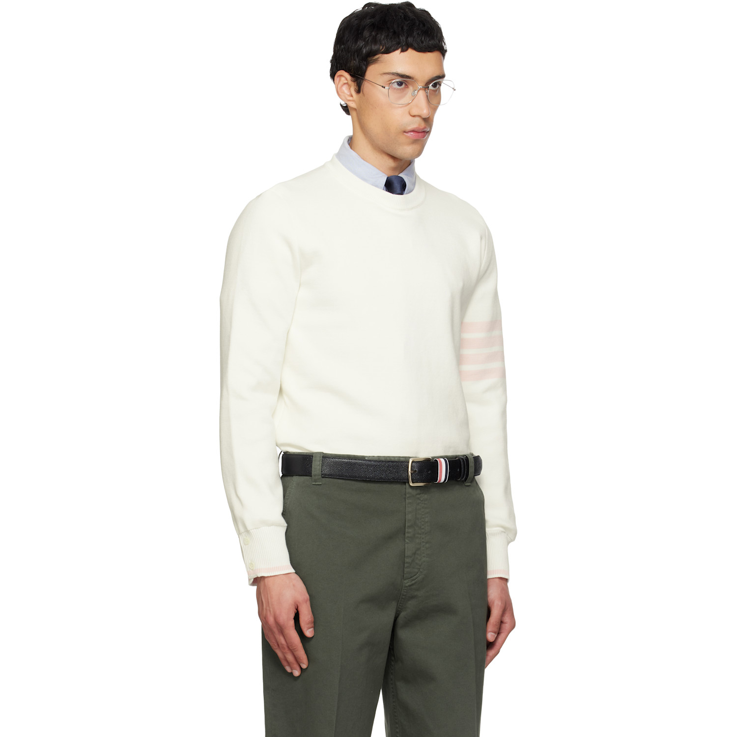  Thom Browne Off-white Milano Stitch 4-bar Sweatshirt 